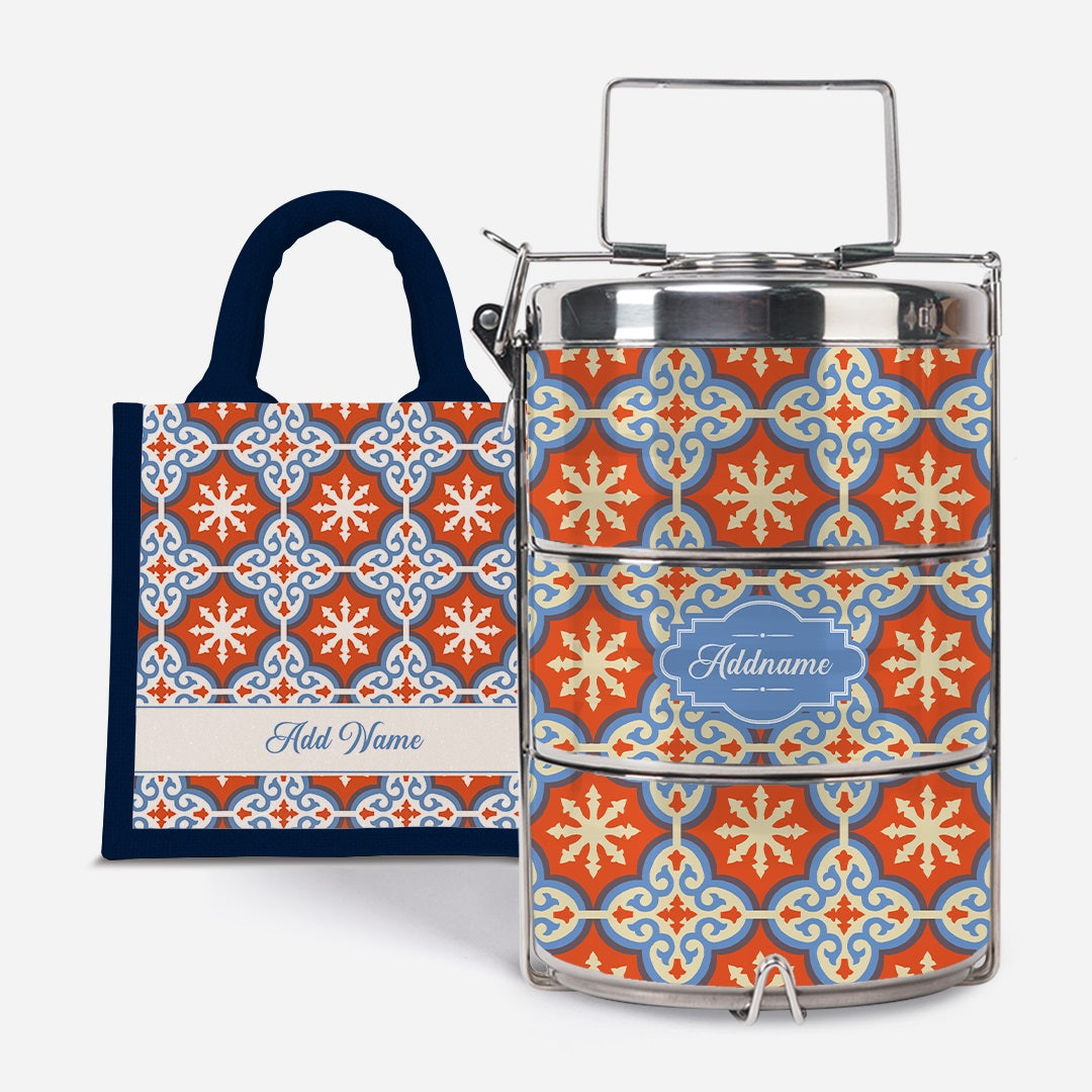 Moroccan Series Premium Tiffin With Half Lining Lunch Bag  - Cherqi Navy