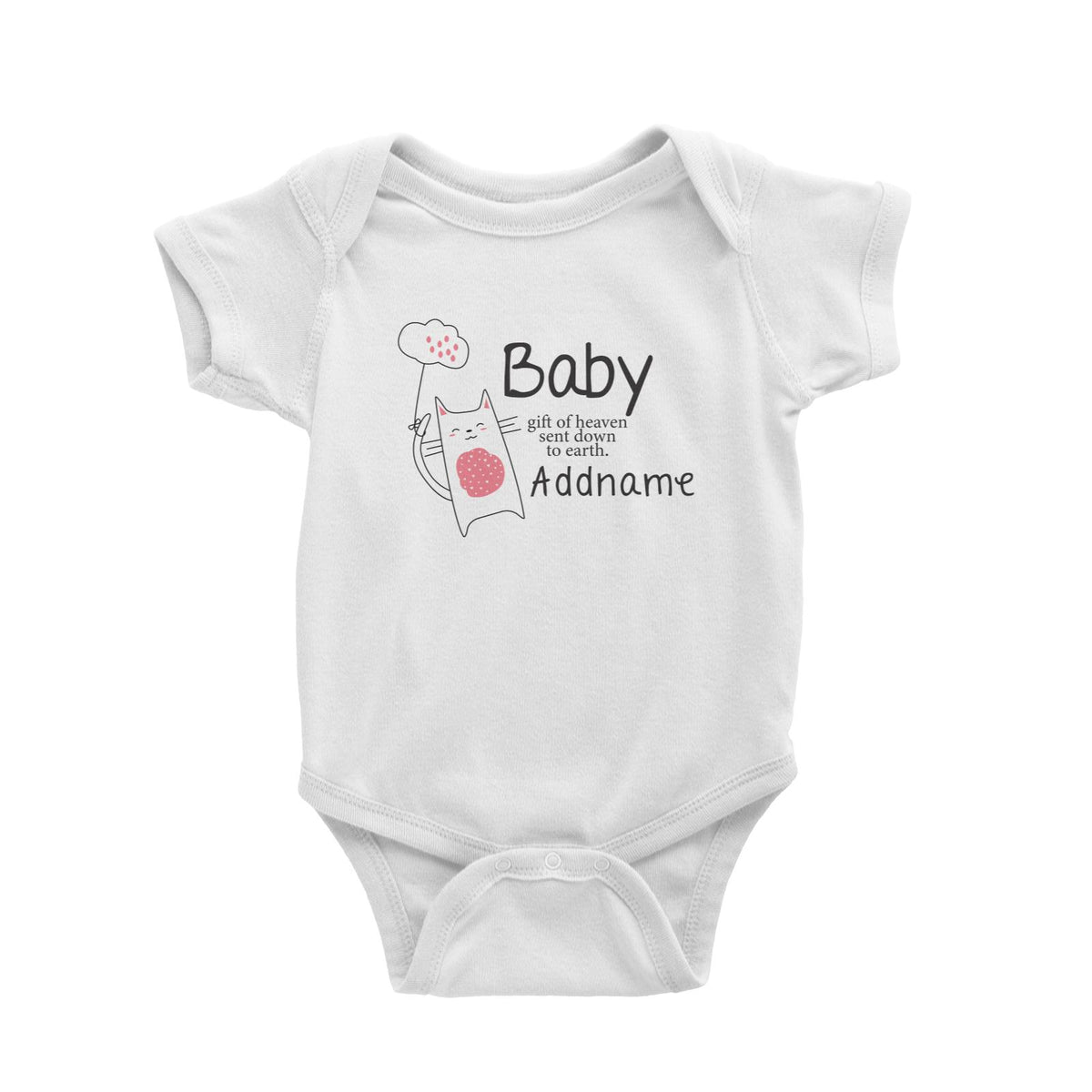 Cute Animals and Friends Series 2 Cat Baby Gift of Heaven sent down to earth Addname Baby Romper
