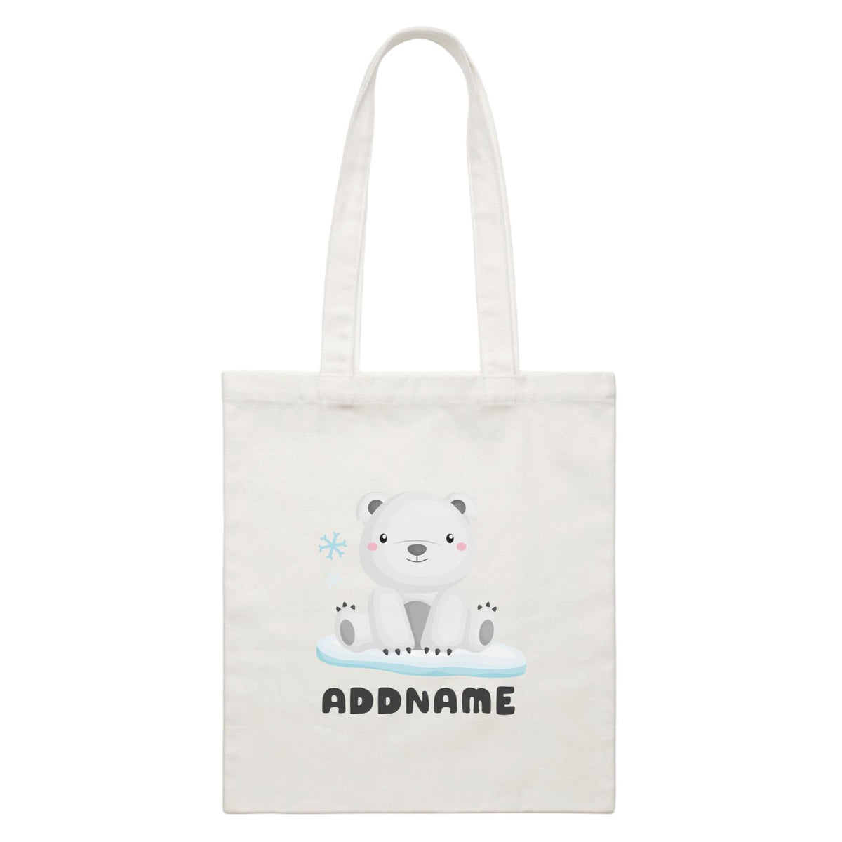 Birthday Winter Animals Polar Bear Addname White Canvas Bag