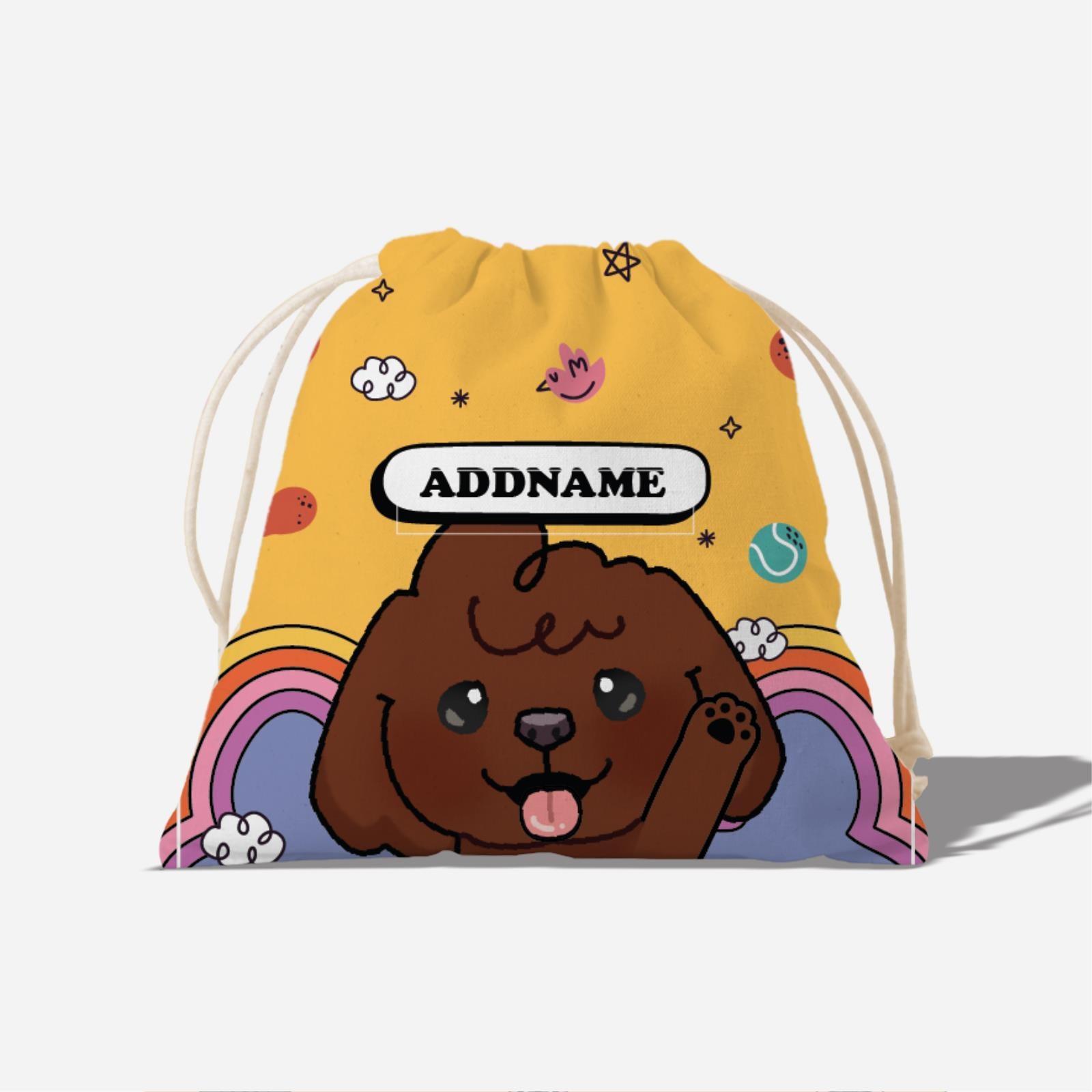 Paw Print Series Full Print Satchel - Dark Brown Poodle