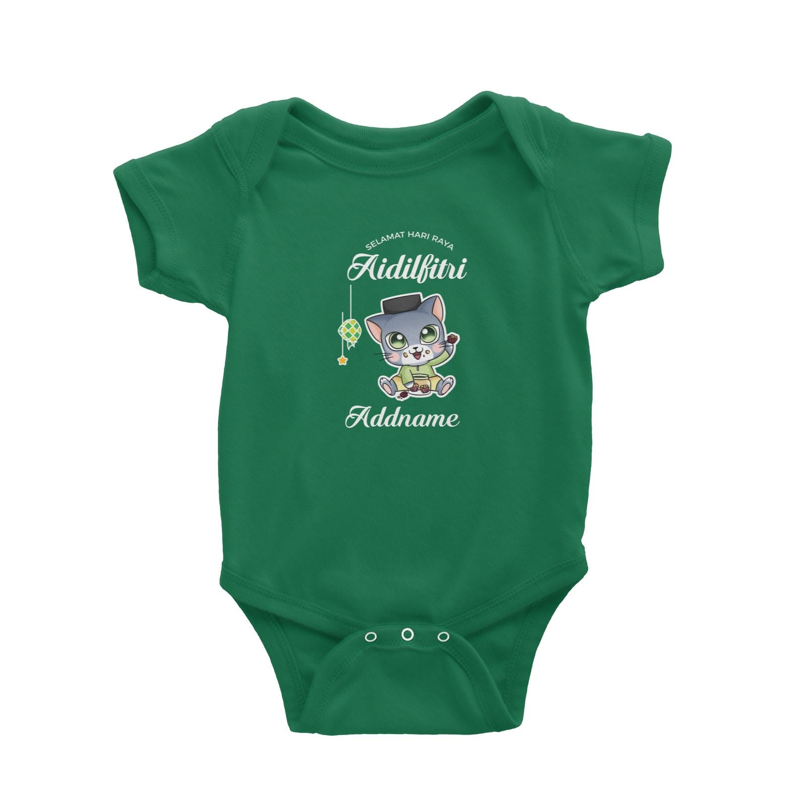 Raya Cute Animals Baby Boy Cat Wishes Selamat Hari Raya Aidilfitri Baby Romper