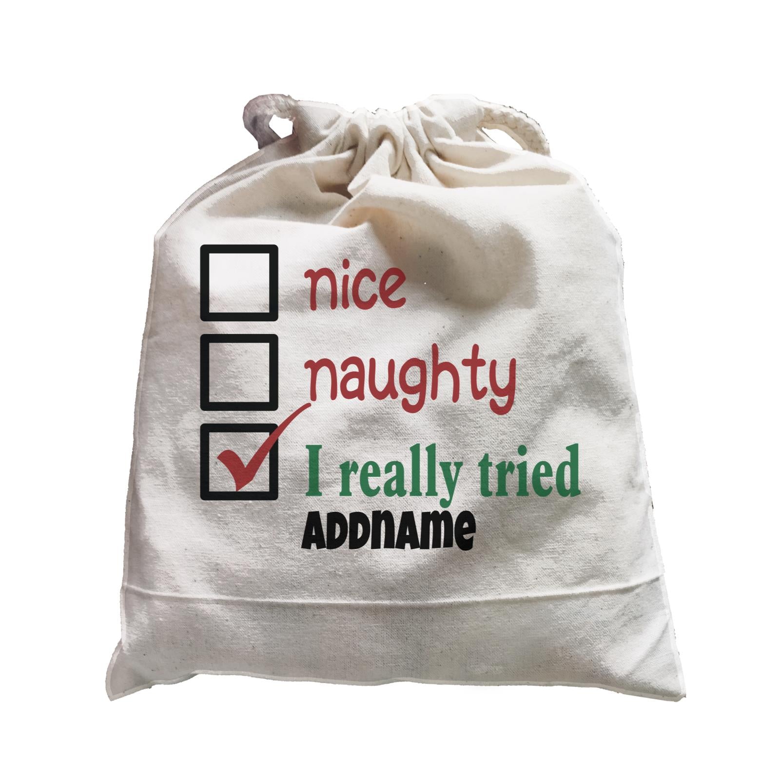 Xmas Nice Naughty I Really Tried Satchel