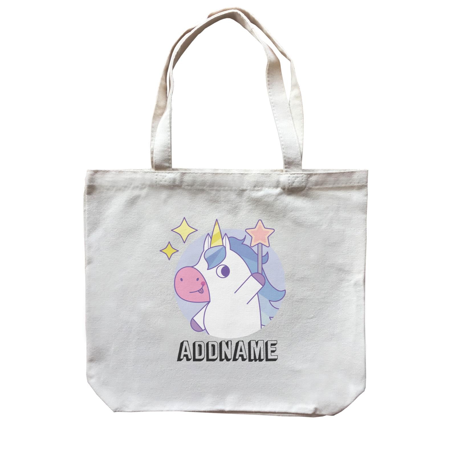 Birthday Unicorn Boy With Magic Wand Addname Canvas Bag