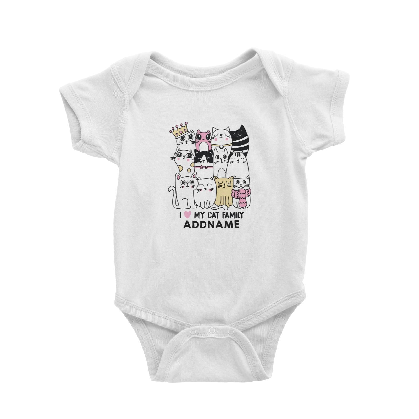 Cool Vibrant Series I Love My Cat Family Addname Baby Romper