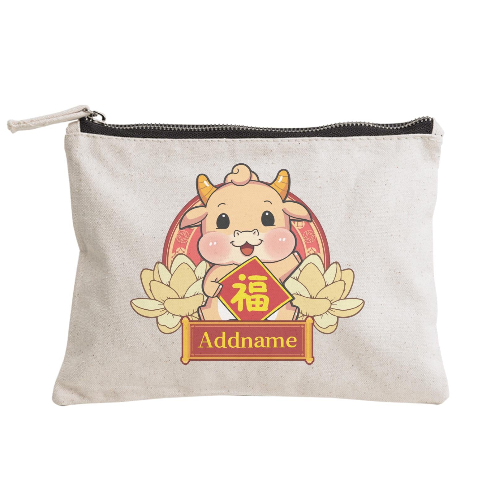 [CNY 2021] Gold Lotus Series Golden Cow with Spring Couplets Zipper Pouch