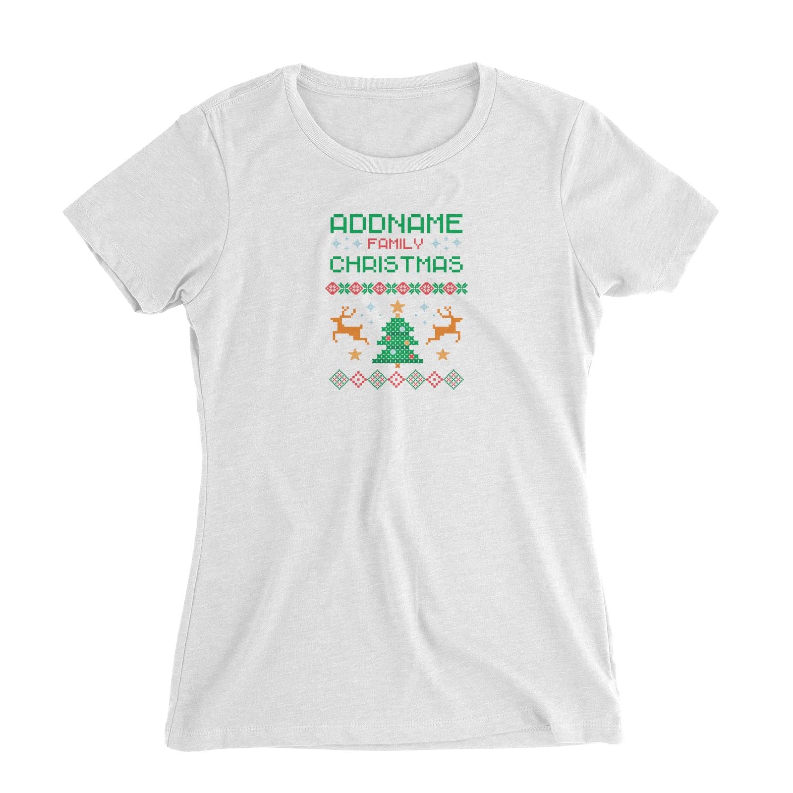 Christmas Series Addname Family Sweater Design Women's Slim Fit T-Shirt