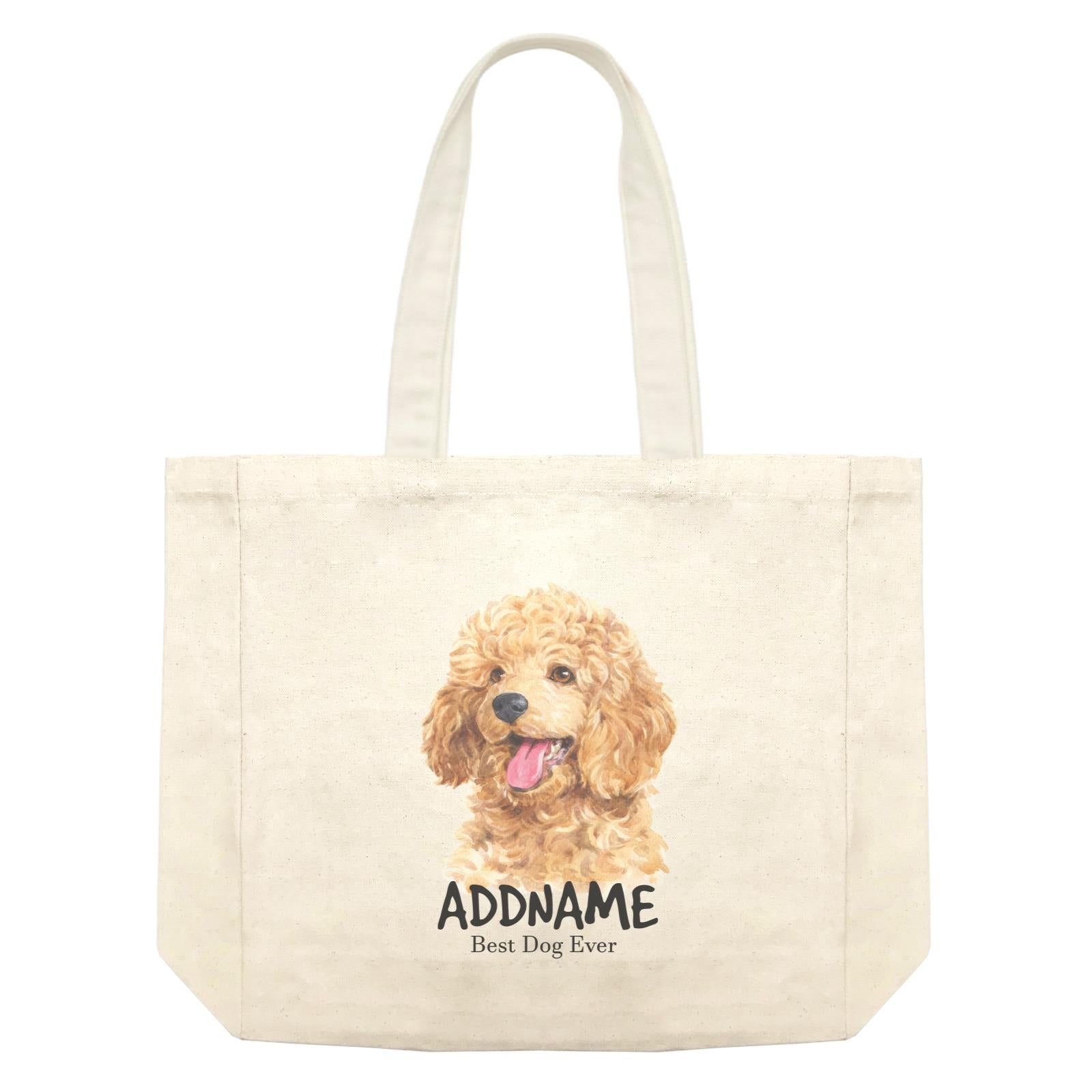 Watercolor Dog Poodle Gold Best Dog Ever Addname Shopping Bag