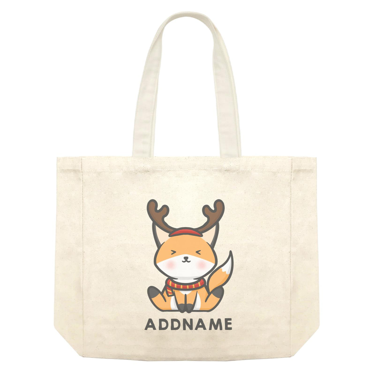Xmas Cute Fox With Reindeer Antlers Addname Accessories Shopping Bag