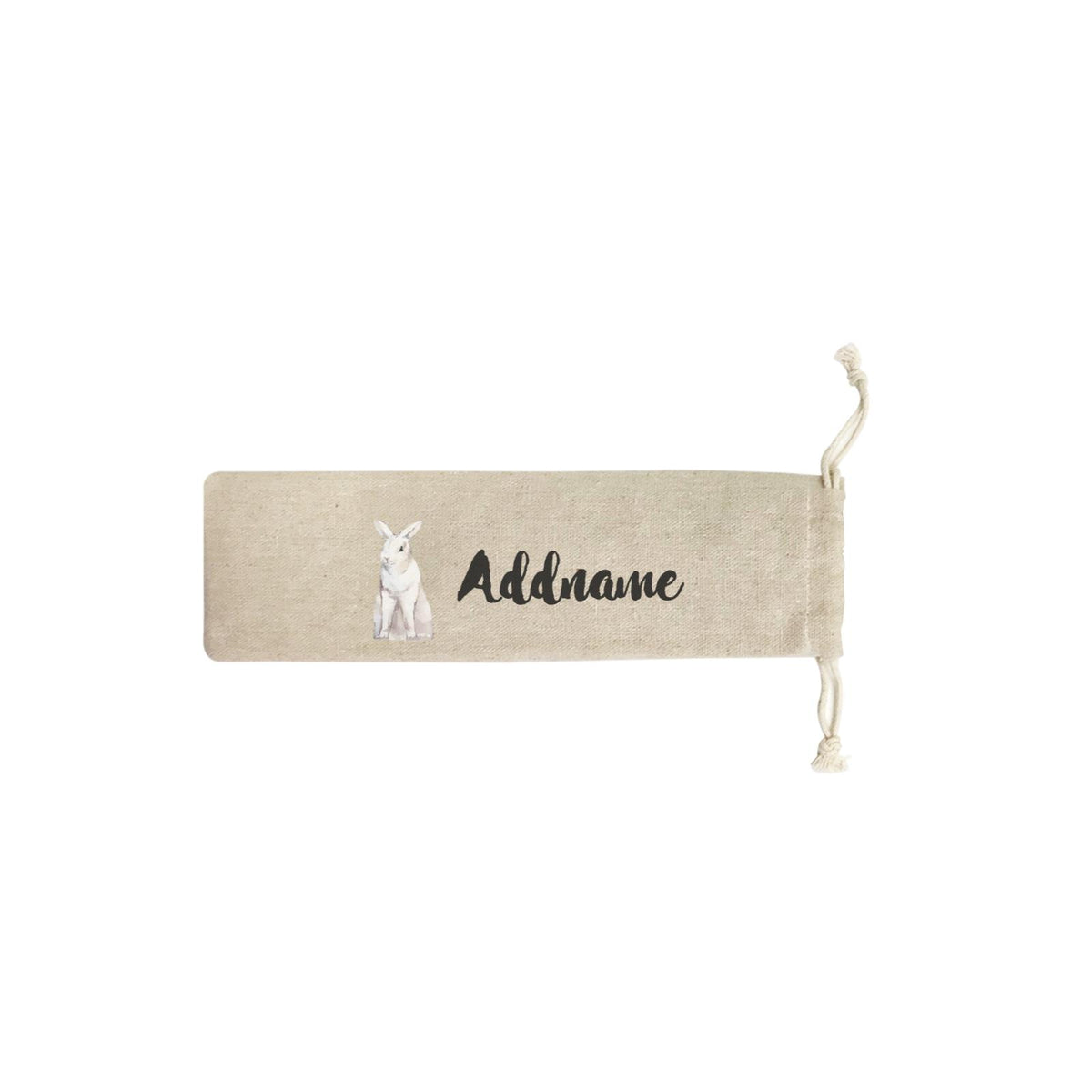 Watercolour Animal Sweet Light Grey Rabbit Addname SB Straw Pouch (No Straws included)