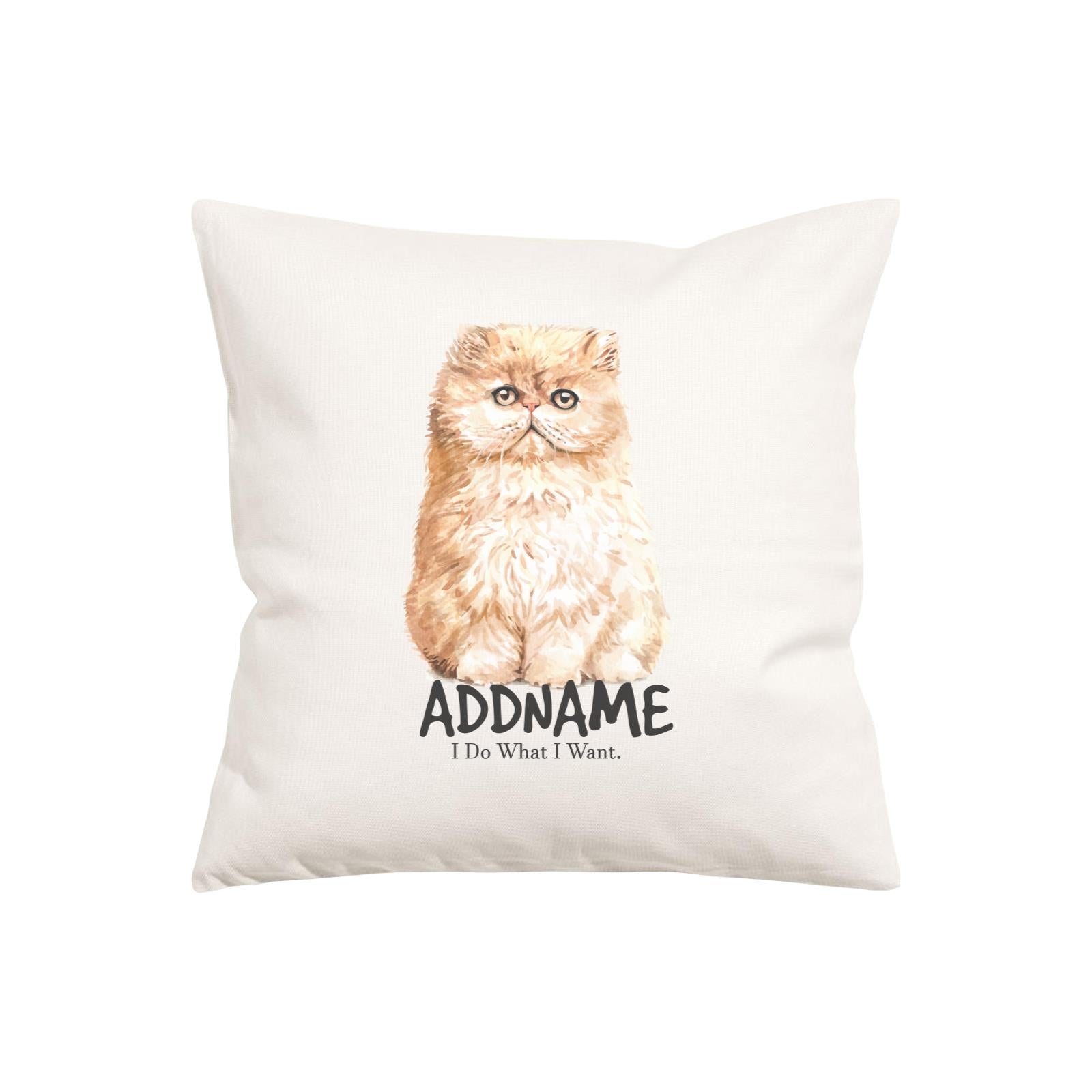 Watercolor Cat Series Brown Kitten I Do What I Want Addname Pillow Cushion