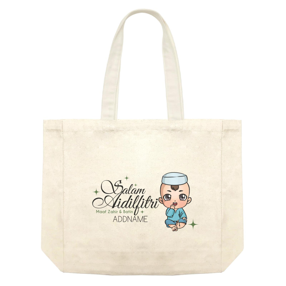 Raya Chibi Wishes Baby Boy Addname Wishes Everyone Salam Aidilfitri Maaf Zahir &amp; Batin Accessories Shopping Bag