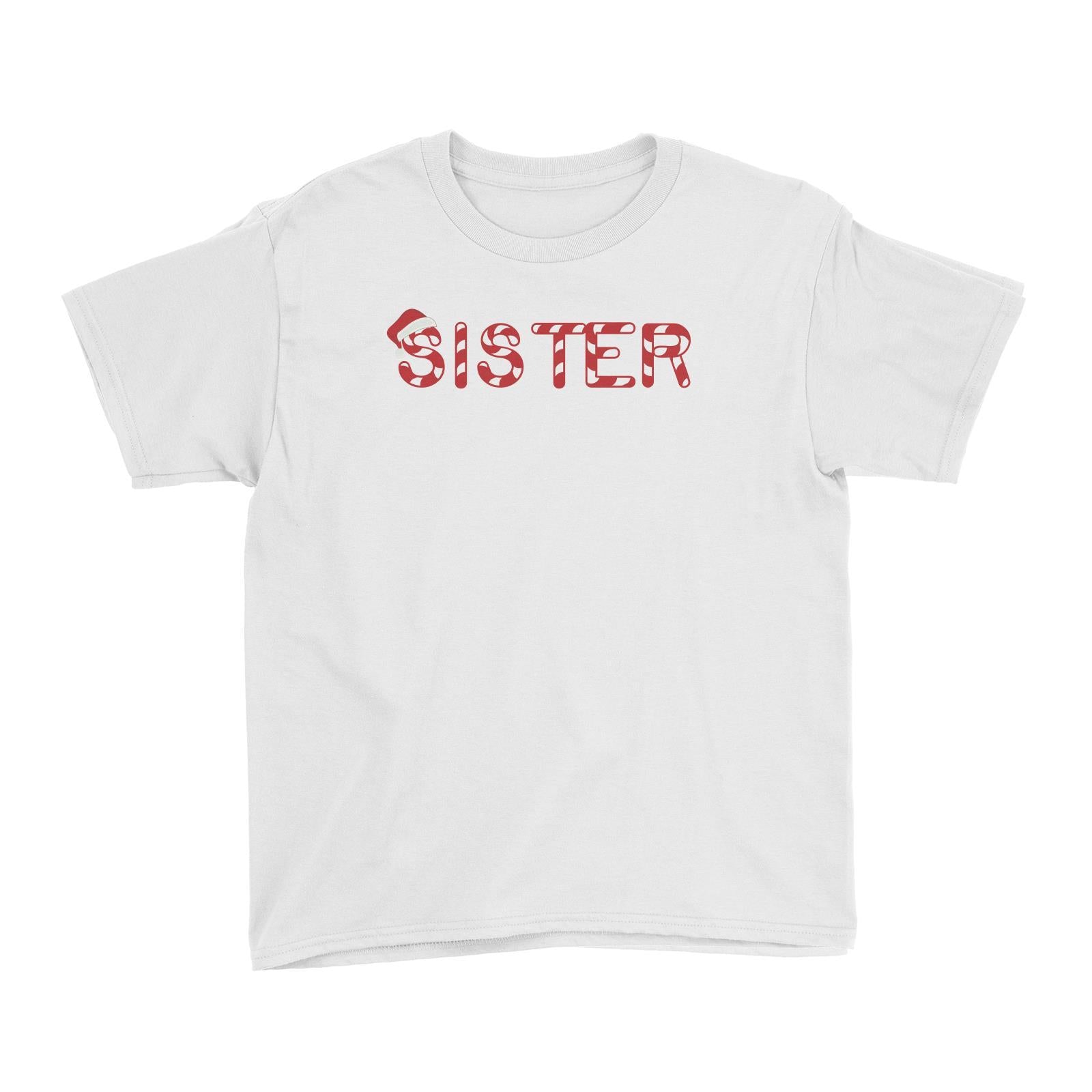Candy Cane Alphabet Sister with Santa Hat Kid's T-Shirt