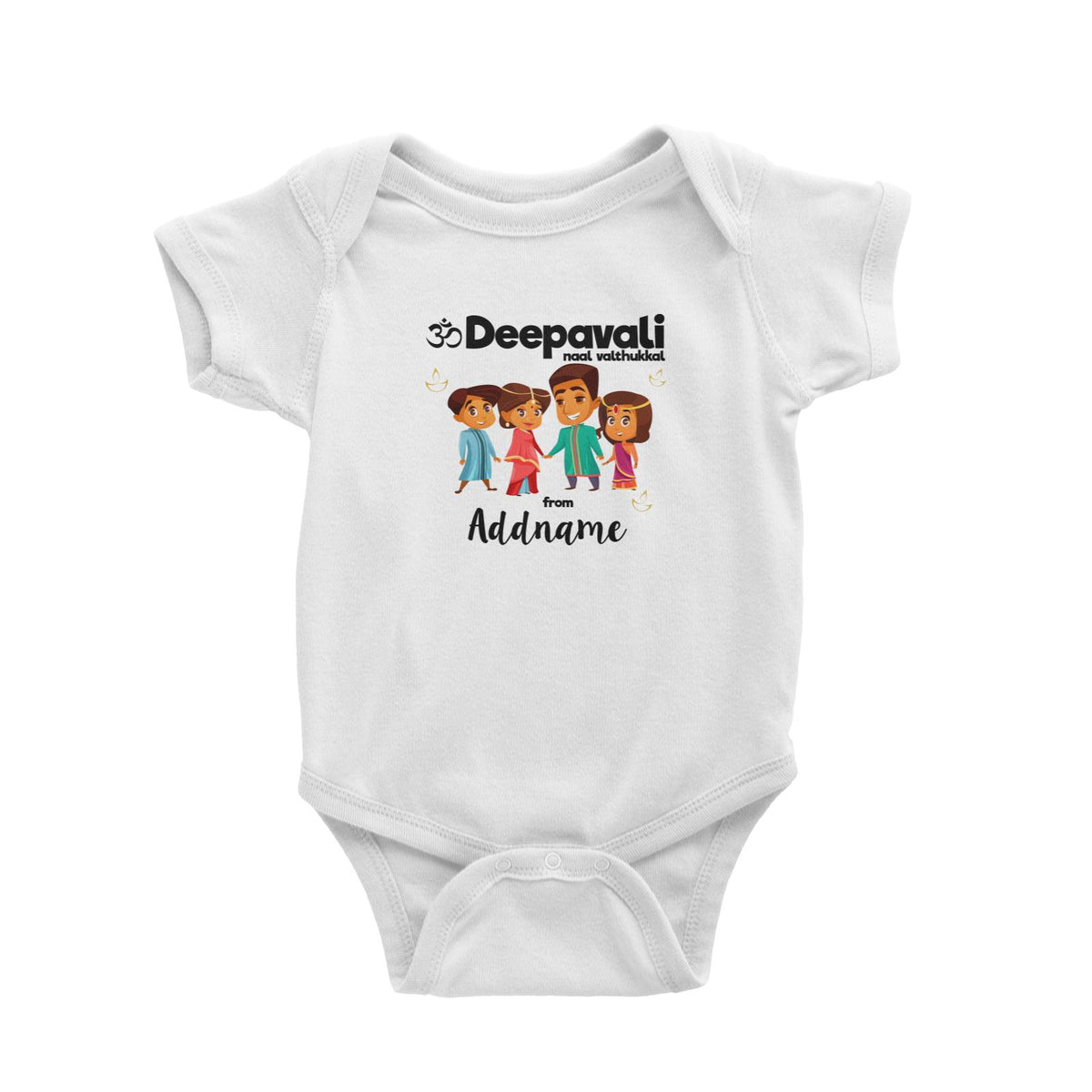 Cute Family Of Four OM Deepavali From Addname Baby Romper