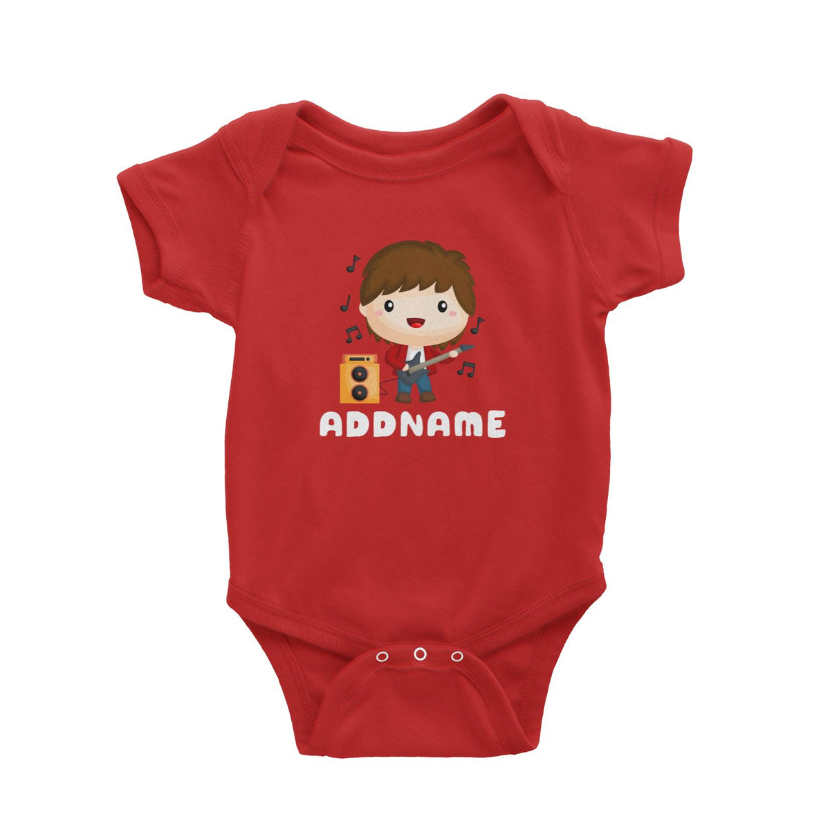 Birthday Music Band Boy Playing Bass Addname Baby Romper