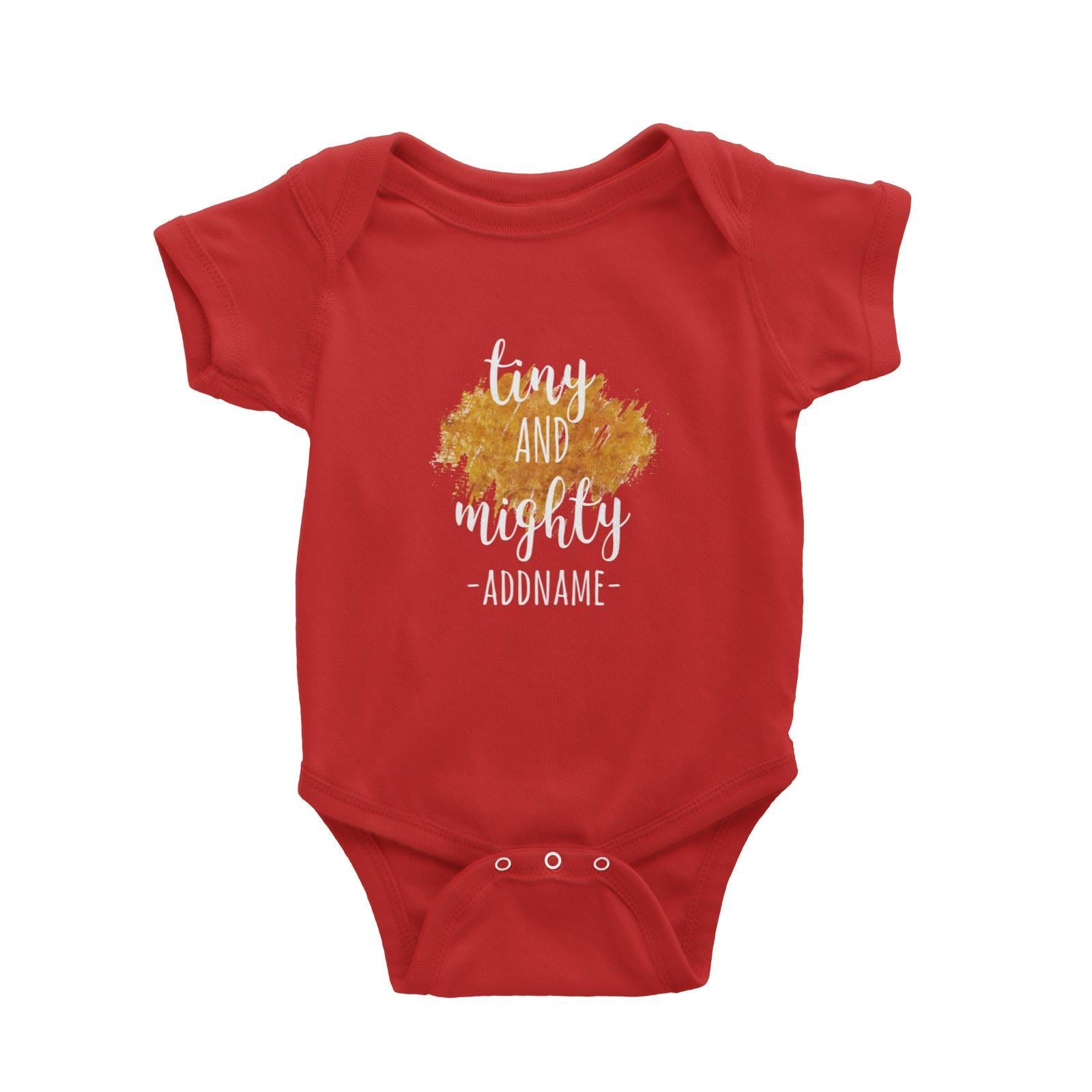 Tiny and Mighty Addname with Watercolour Splash Baby Romper Personalizable Designs Basic Newborn