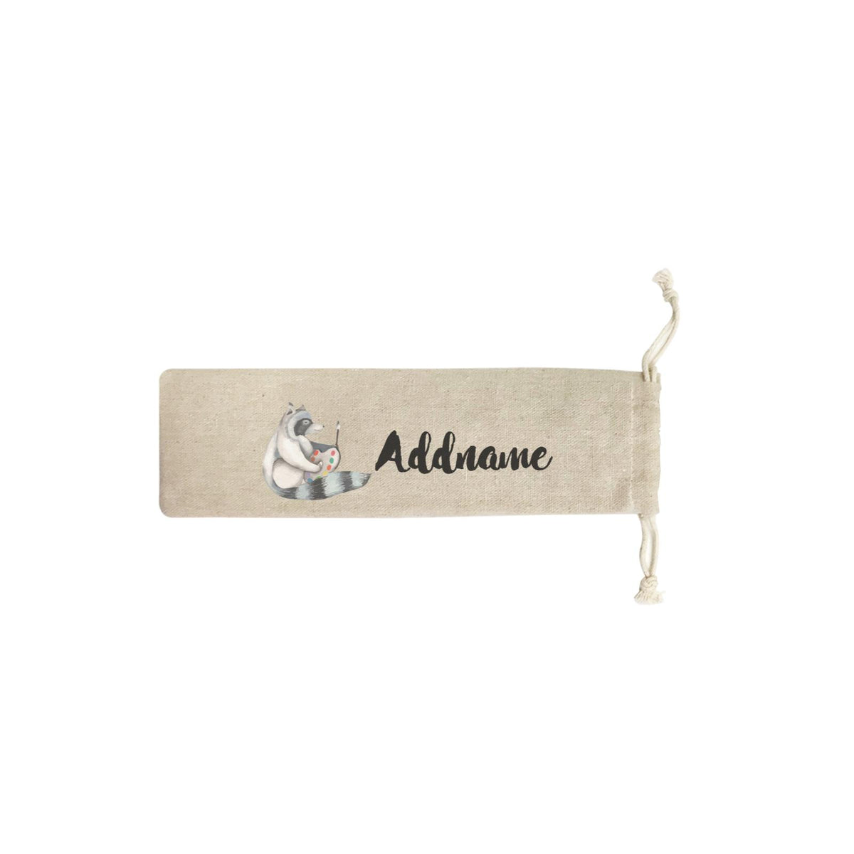 Watercolour Animal Sweet Raccoon with Paint Brush Addname SB Straw Pouch (No Straws included)