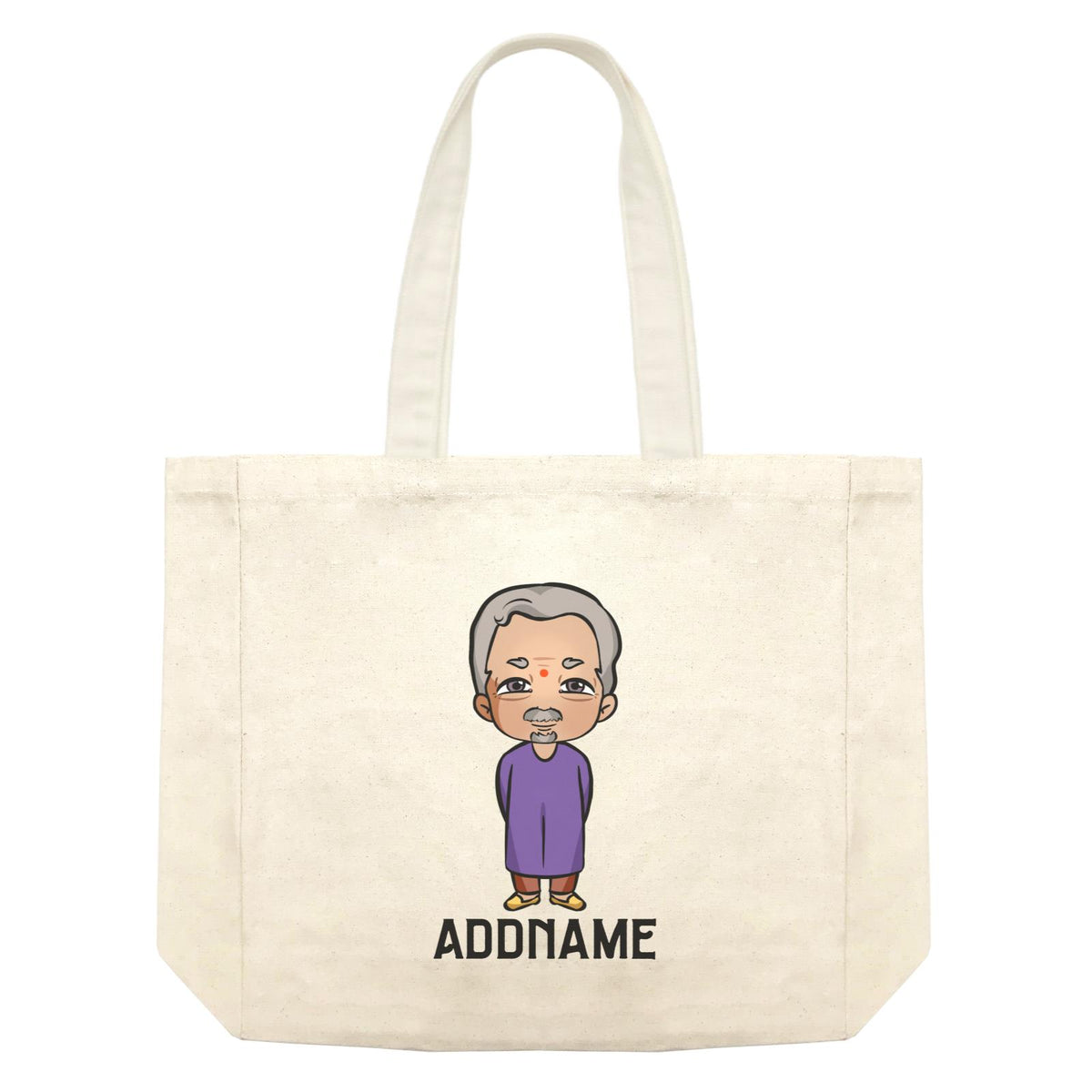 Deepavali Series Chibi Grandpa Addname Shopping Bag