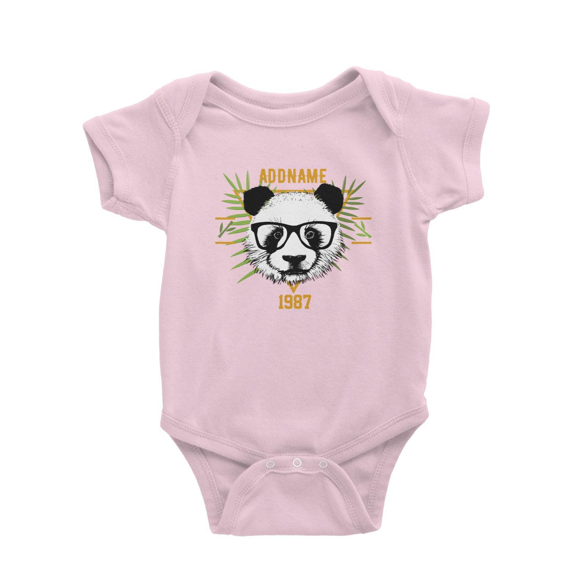 Jersey Panda With Glasses Personalizable with Name and Year Baby Romper