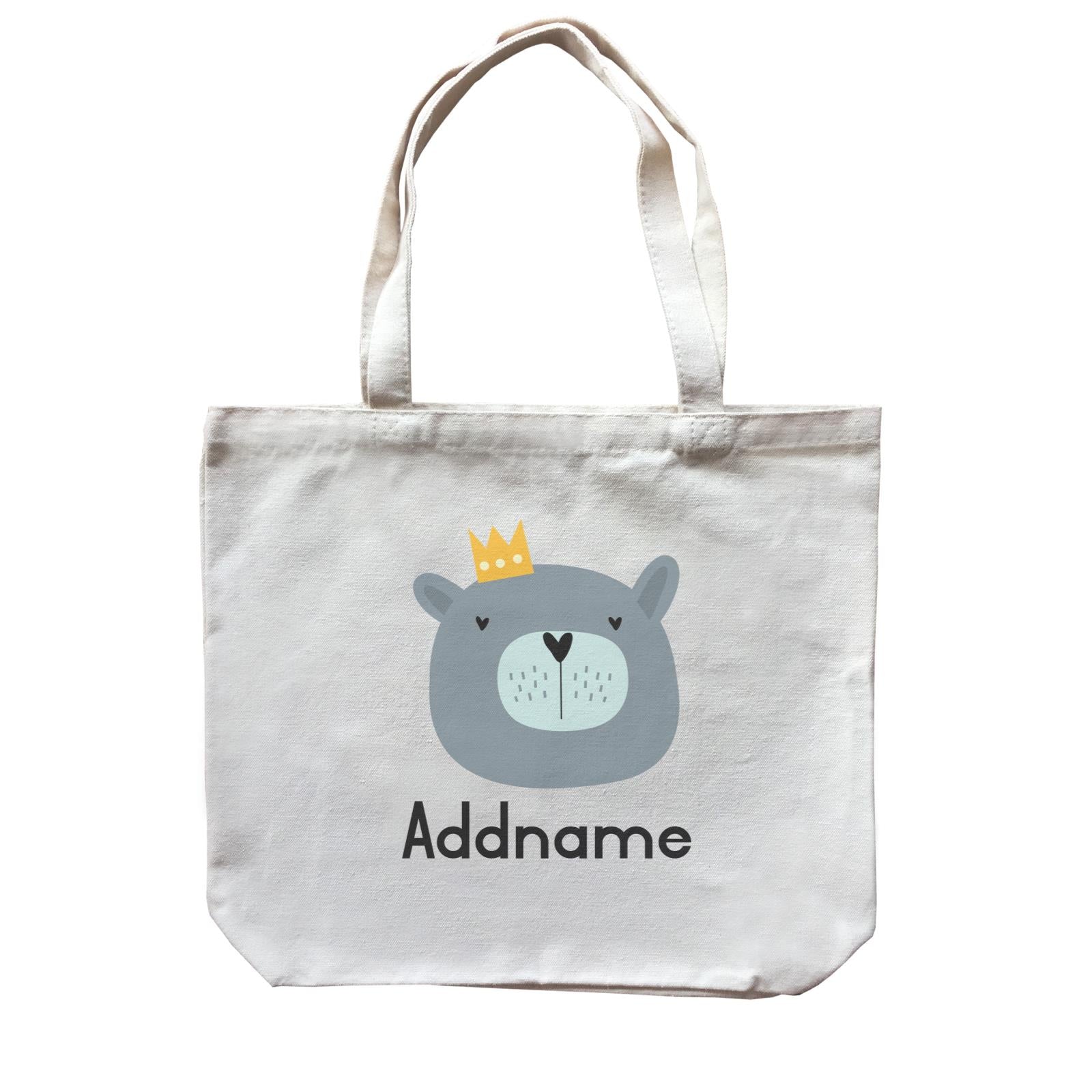 Crown Animal Grey Bear Addname Canvas Bag