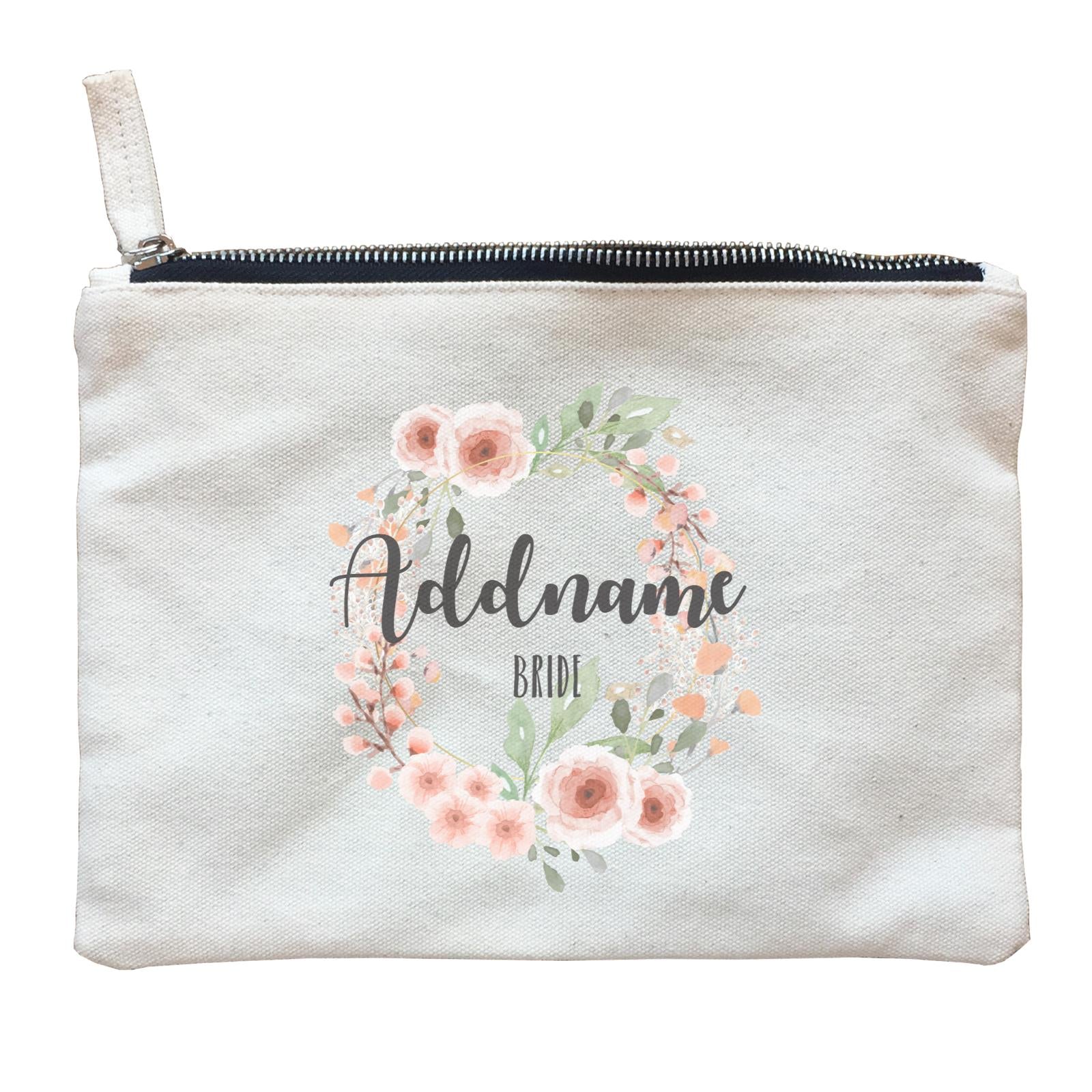 Bridesmaid Floral Sweet 2 Watercolour Flower Wreath Bride Addname Zipper Pouch