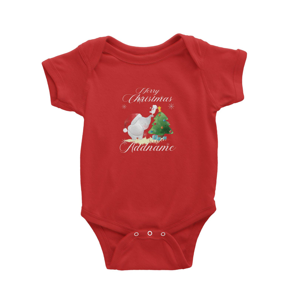 Christmas Cute Elephant Merry Christmas Addname Baby Romper