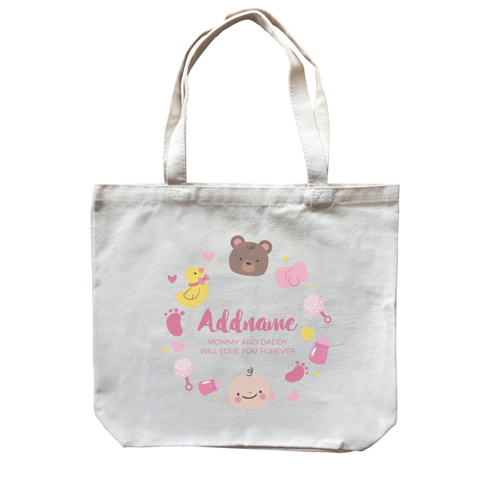 Cute Baby Girl Elements Personalizable with Name and Text Canvas Bag