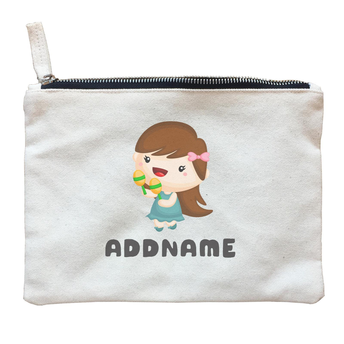 Birthday Music Band Girl Playing Maracas Addname Zipper Pouch