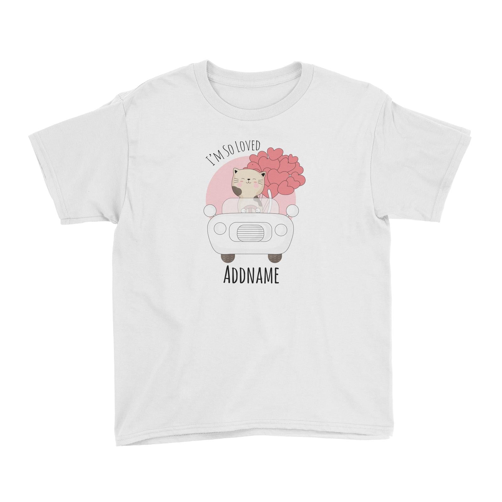 Sweet Animals Sketches Car in Cat I'm So Loved Addname Kid's T-Shirt
