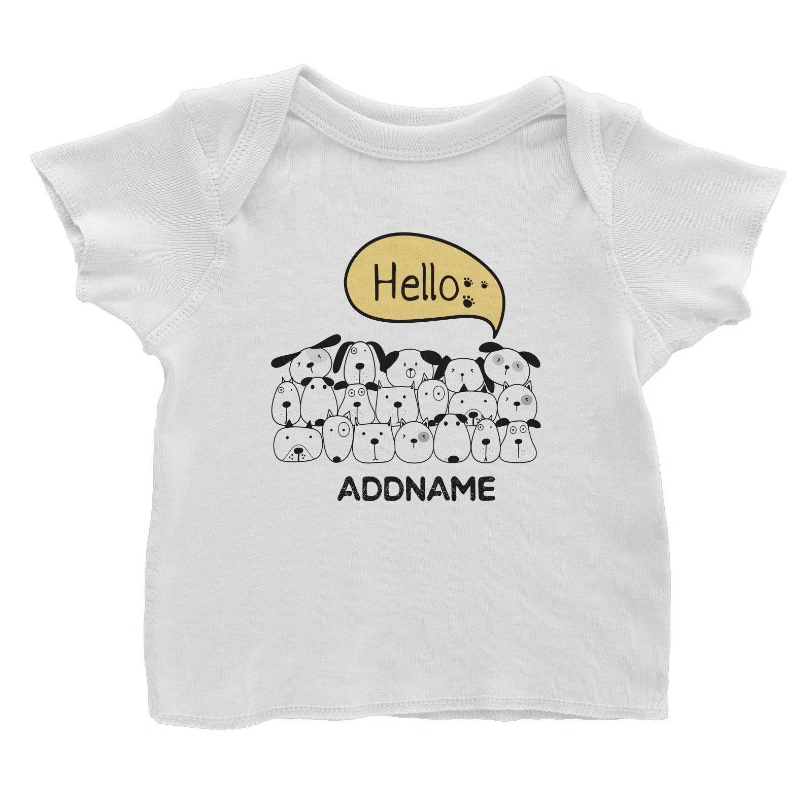 Cute Animals And Friends Series Hello Dogs Group Addname Baby T-Shirt