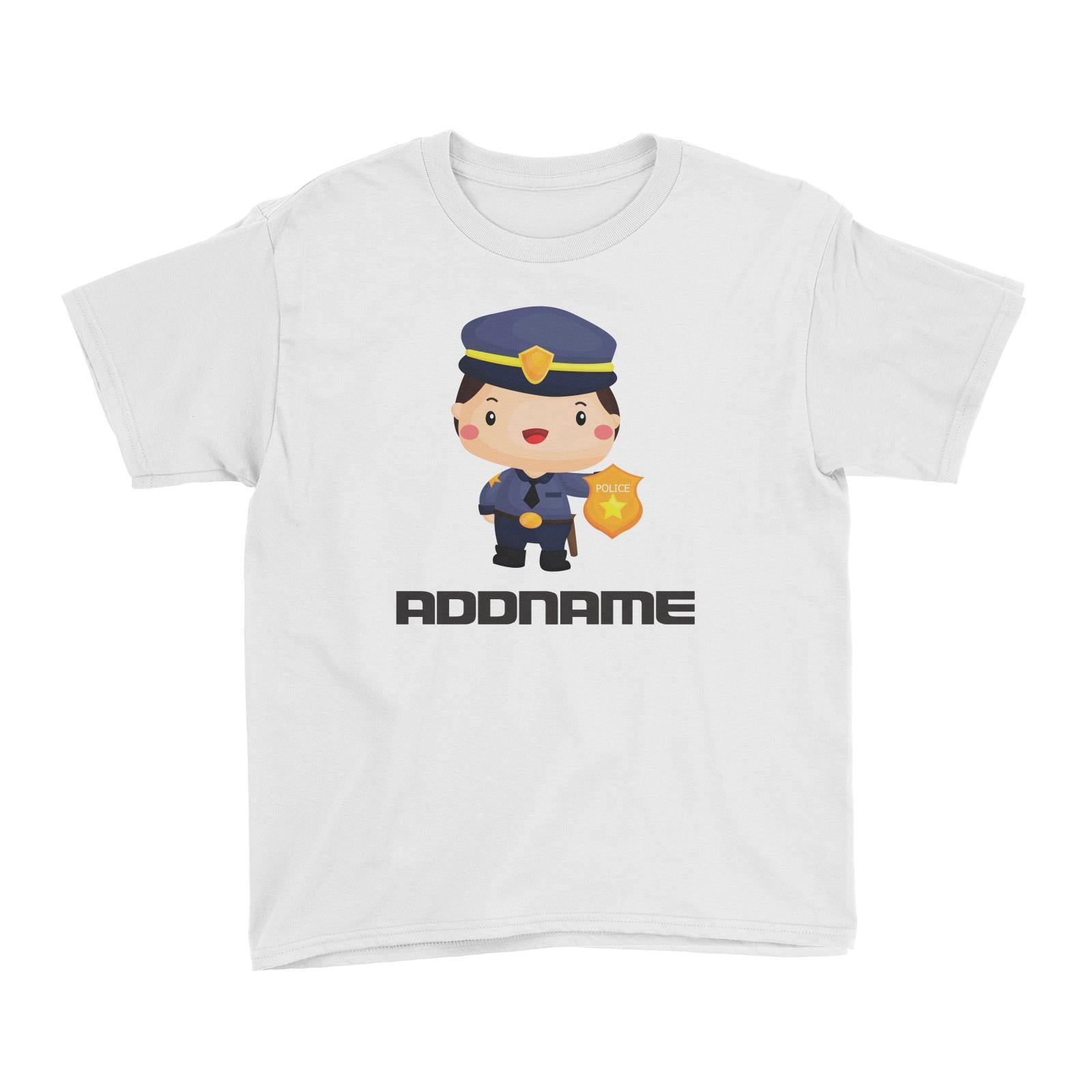 Birthday Police Officer Boy In Suit Addname Kid's T-Shirt