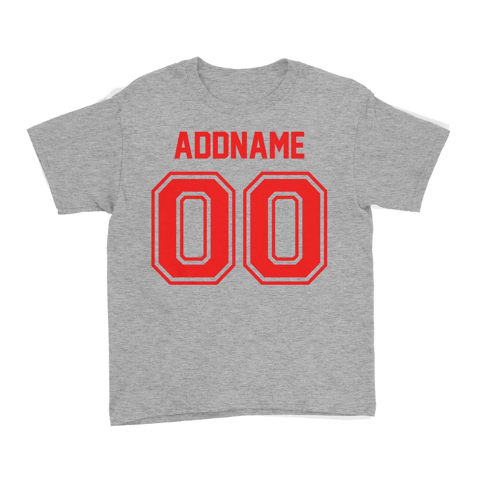 Jersey Red Font With Name and Number Kid's T-Shirt