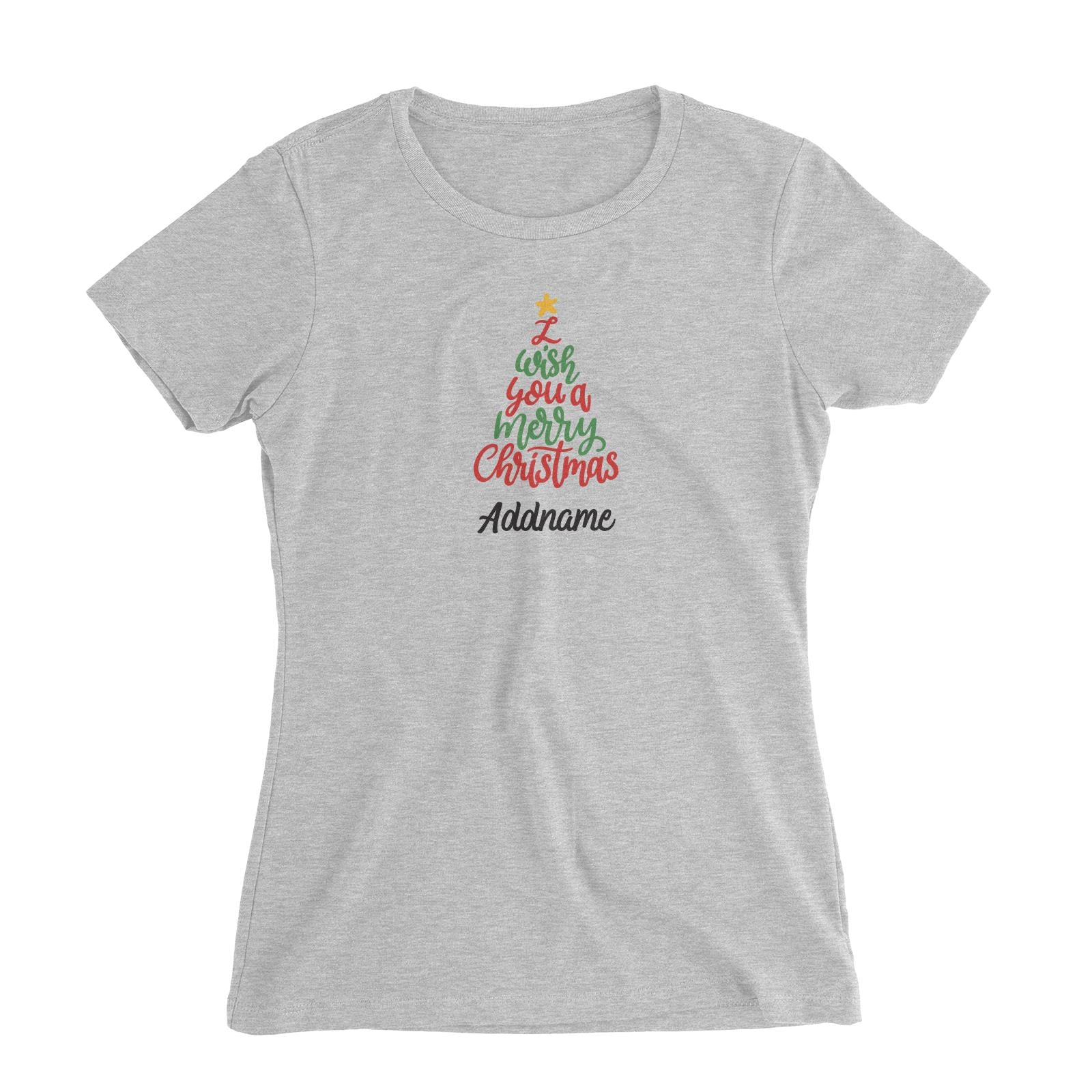 Christmas Series I Wish You A Merry Christmas Tree Women's Slim Fit T-Shirt