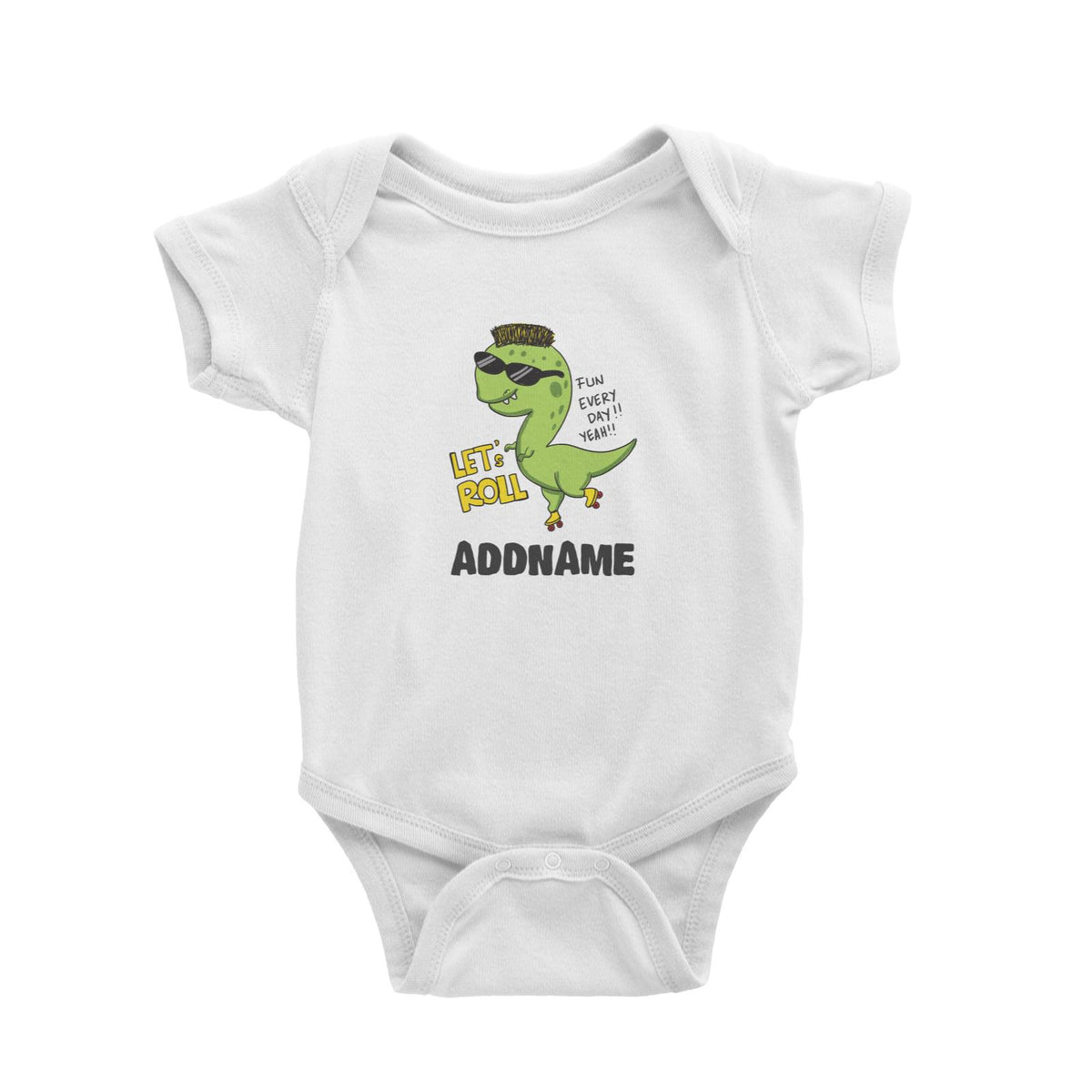 Super Cute Dinosaur Let's Roll Baby Romper