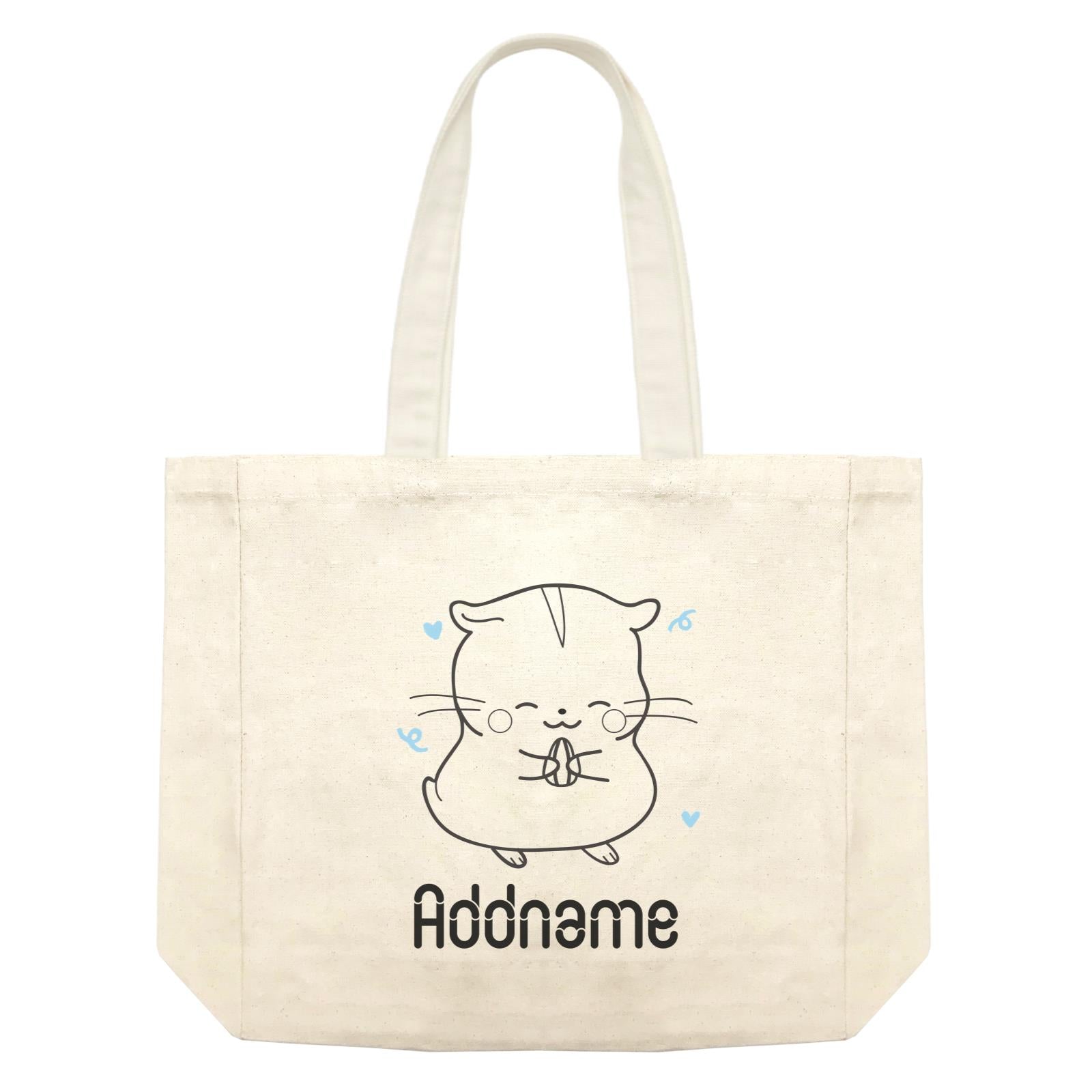 Coloring Outline Cute Hand Drawn Animals Farm Hamster Addname Shopping Bag