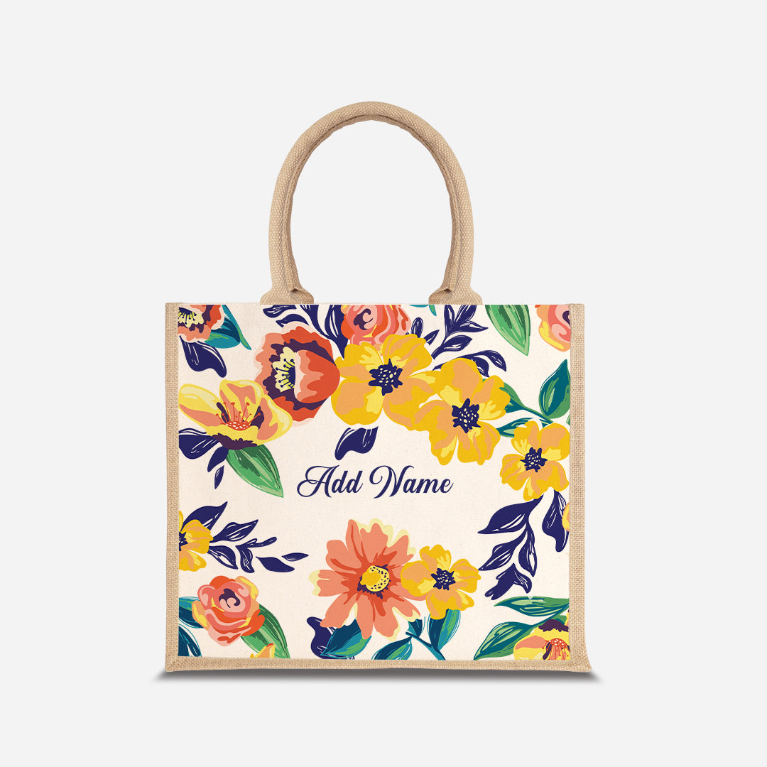 Deborah Series Half Lining Jute Bag - Teal Natural