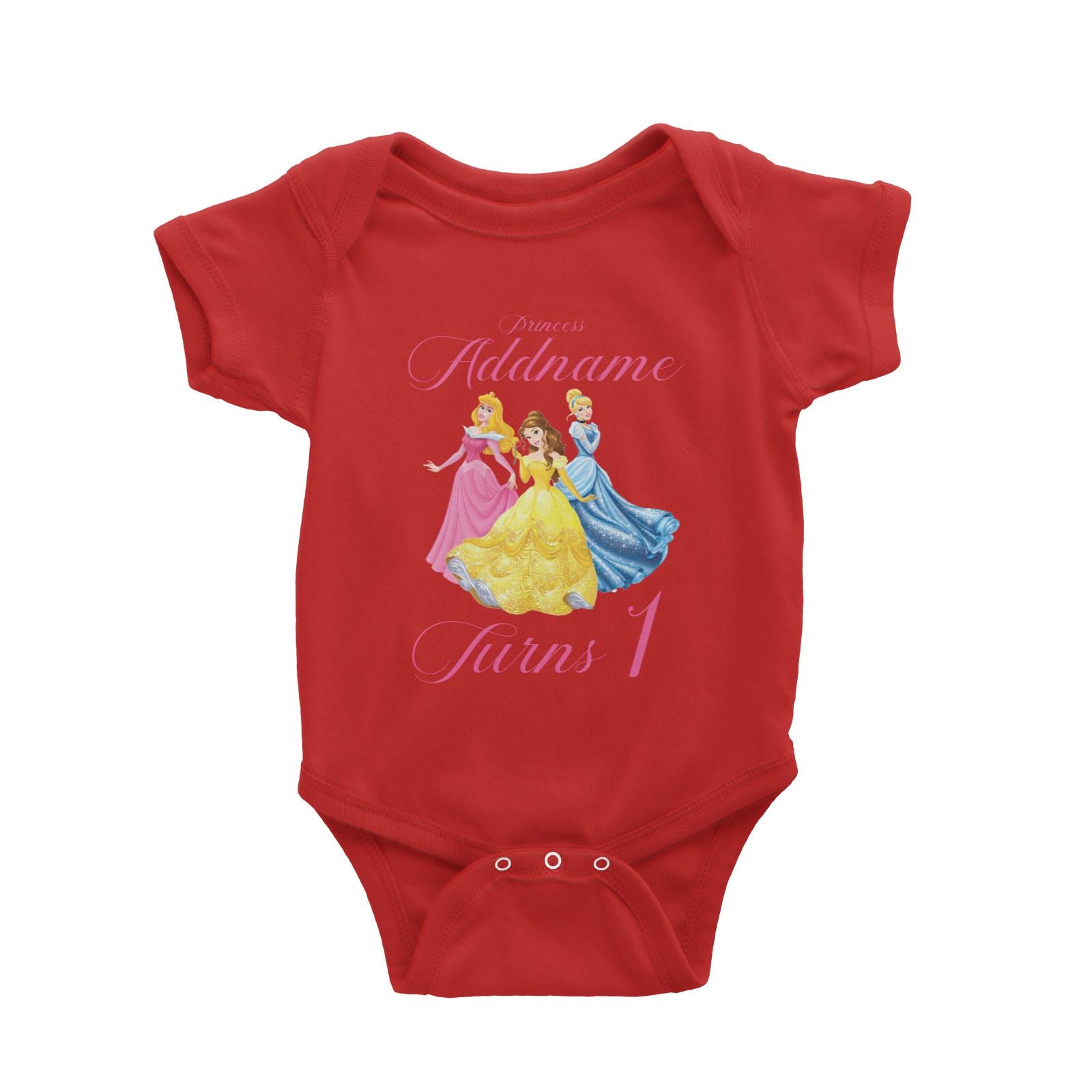 Princess Addname Birthday Theme Personalizable with Name and Number Baby Romper