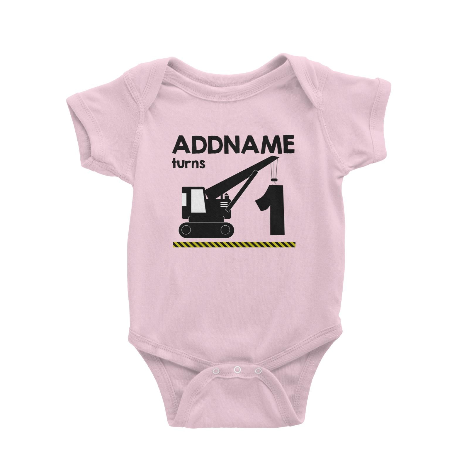 Construction Birthday Theme Crane Personalizable with Name and Number Baby Romper