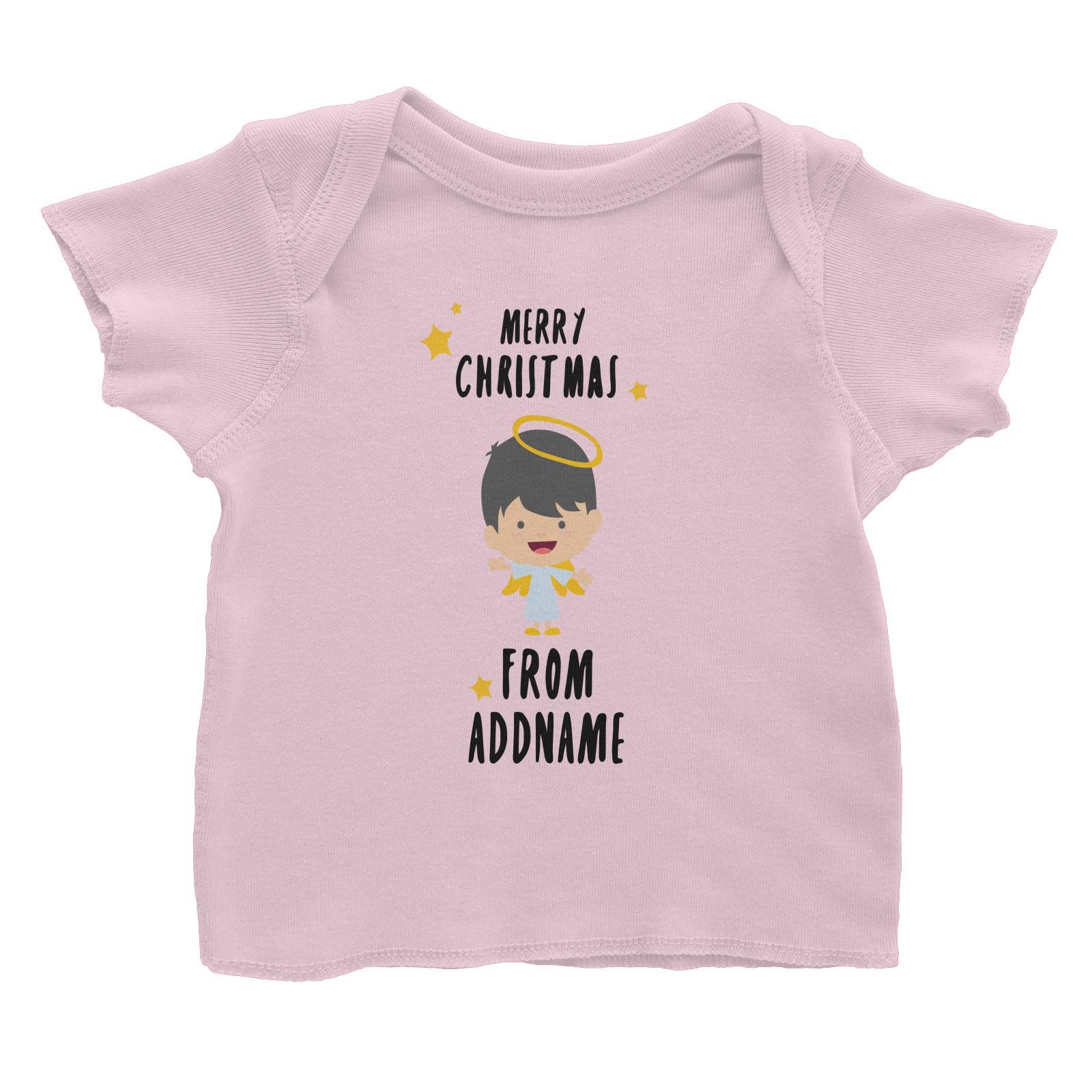 Cute Boy Angel Merry Christmas Addname Baby T-Shirt  Personalizable Designs Matching Family