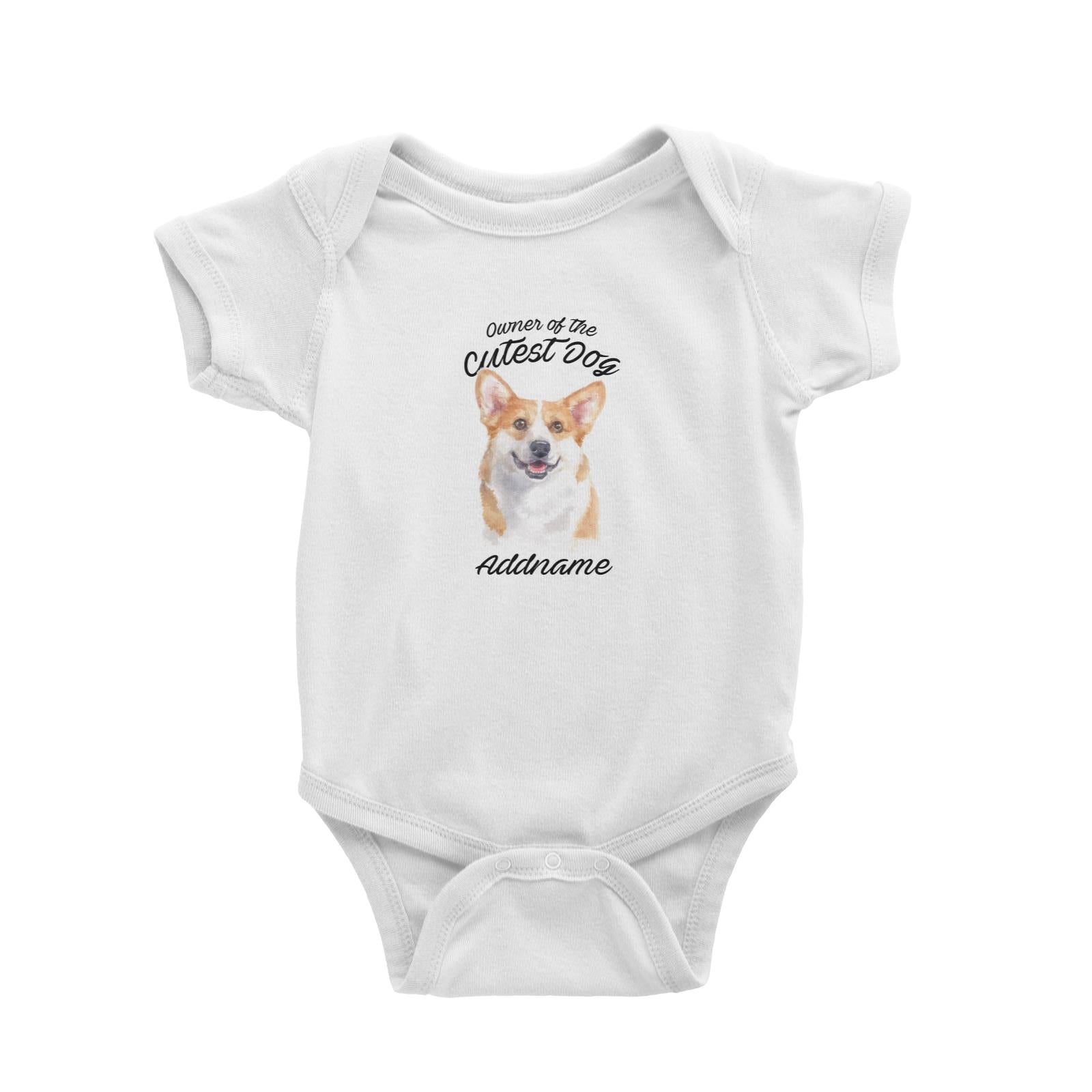 Watercolor Dog Owner Of The Cutest Dog Welsh Corgi Smile Addname Baby Romper