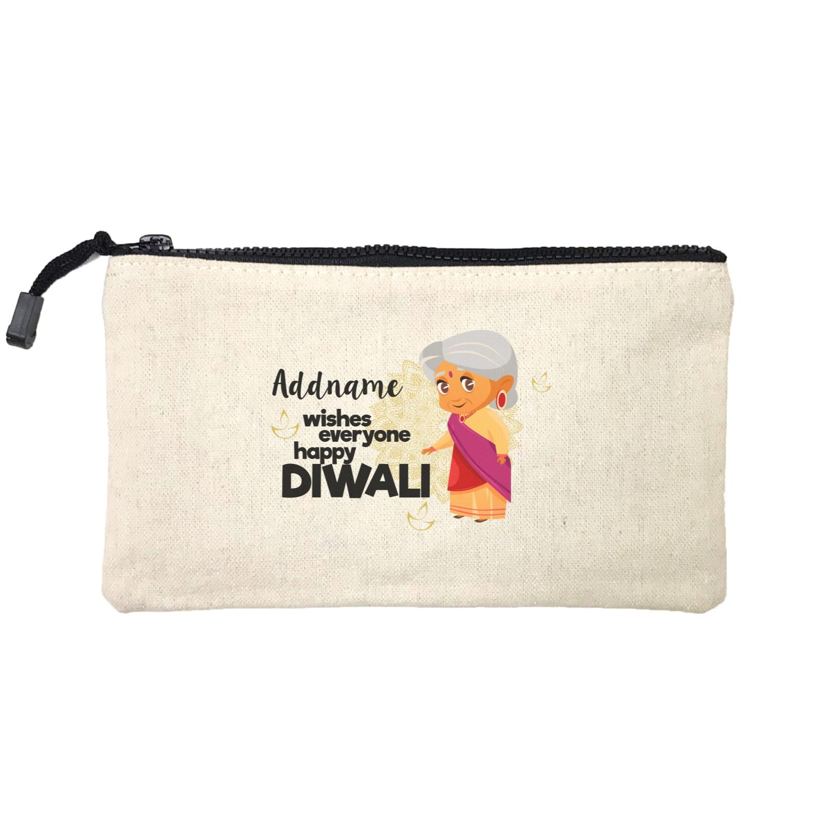 Cute Grandma Wishes Everyone Happy Diwali Addname Mini Accessories Stationery Pouch