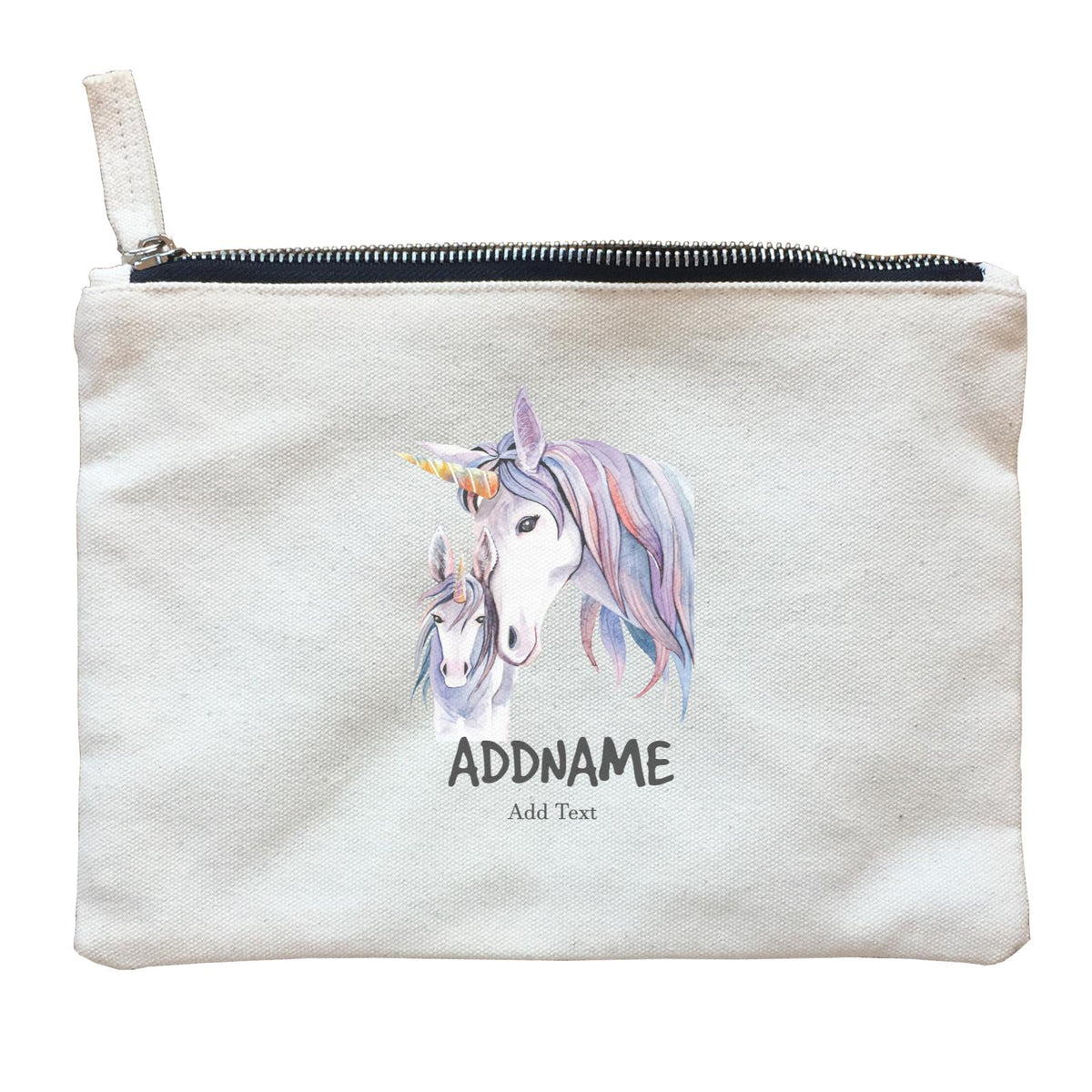 Watercolor Unicorn Mom &amp; Child Addname Zipper Pouch