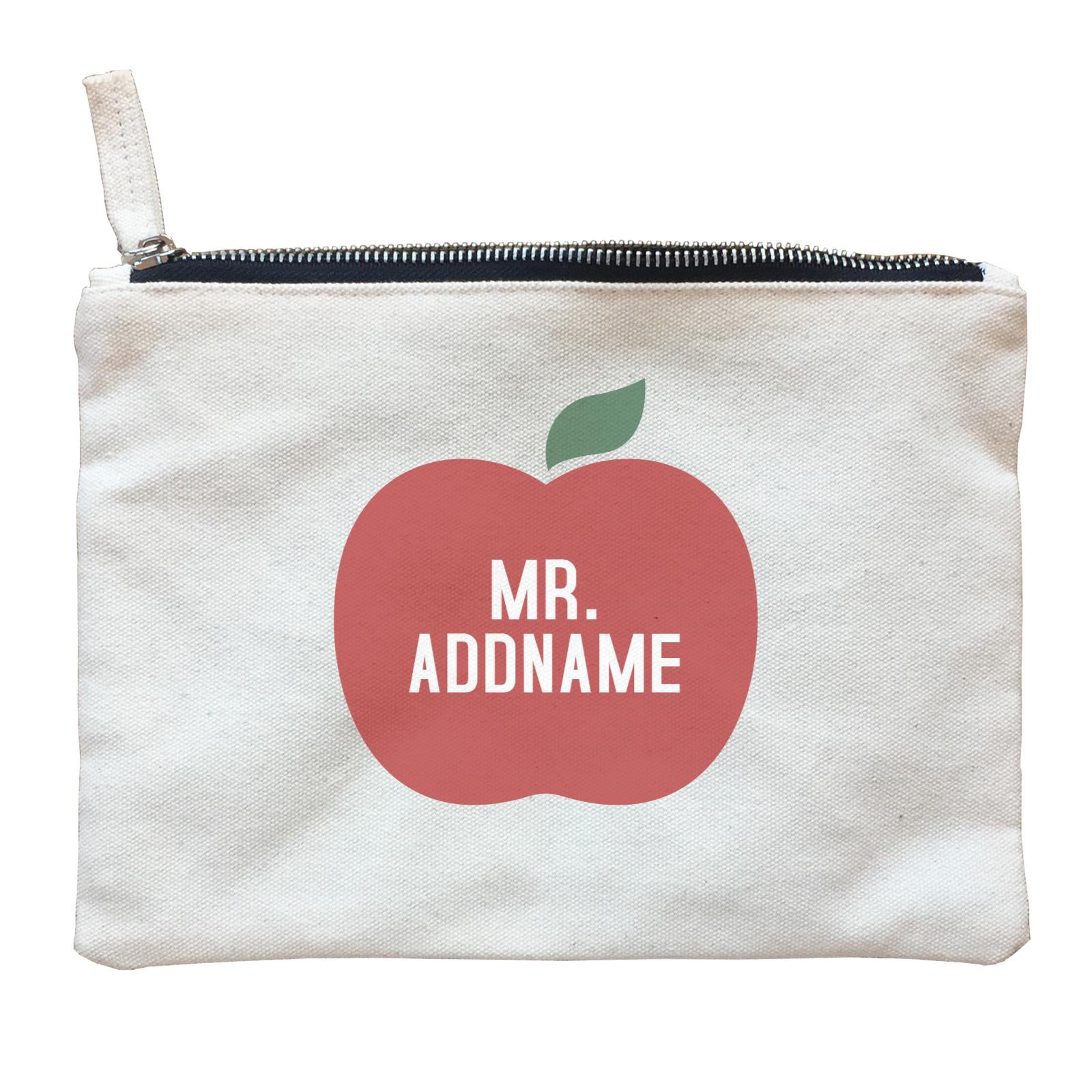 Teacher Addname Big Red Apple Mr. Addname Zipper Pouch