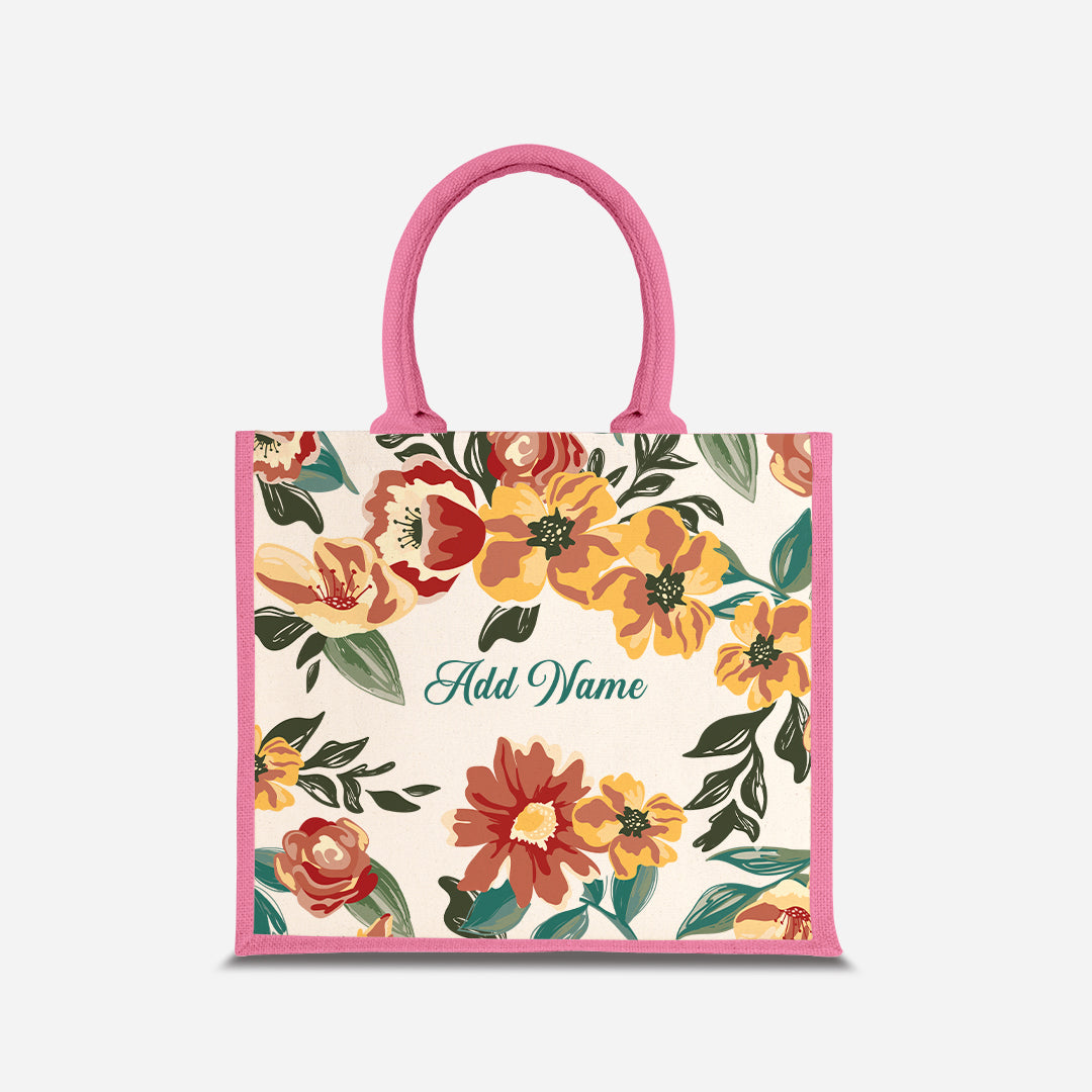 Deborah Series Half Lining Jute Bag - Taupe Light Pink