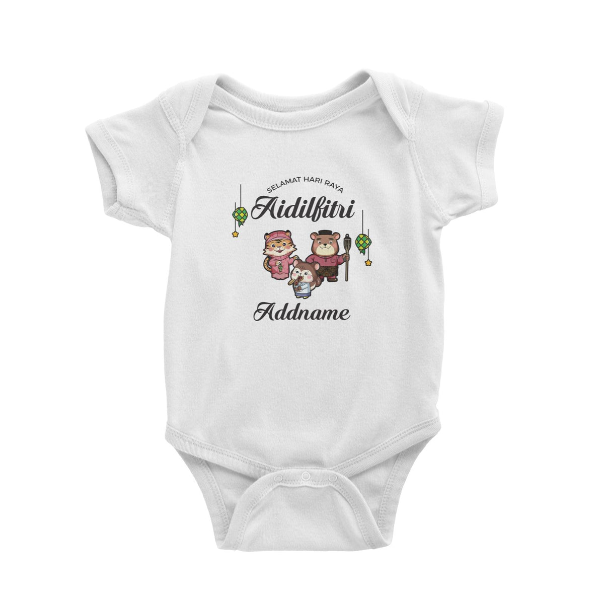 Raya Cute Animals Family With Sister Squirrel Wishes Selamat Hari Raya Aidilfitri Baby Romper