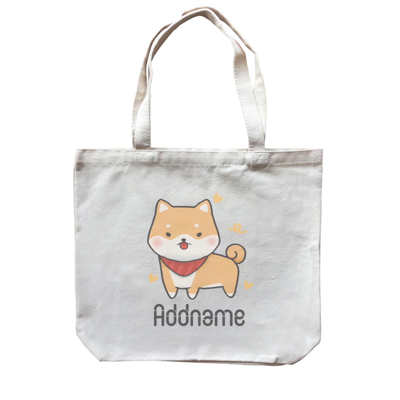 Cute Hand Drawn Style Shiba Inu Addname Canvas Bag