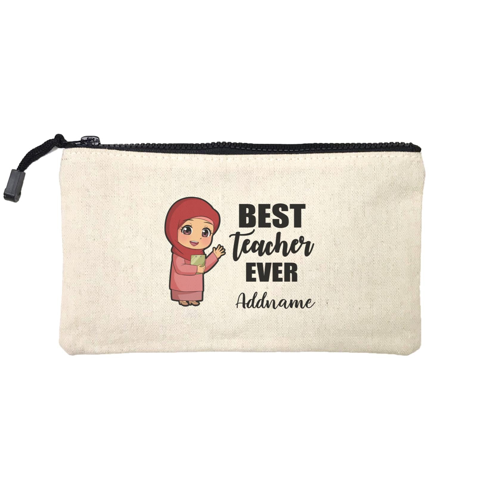 Chibi Teachers Malay Woman Best Teacher Ever Addname Mini Accessories Stationery Pouch