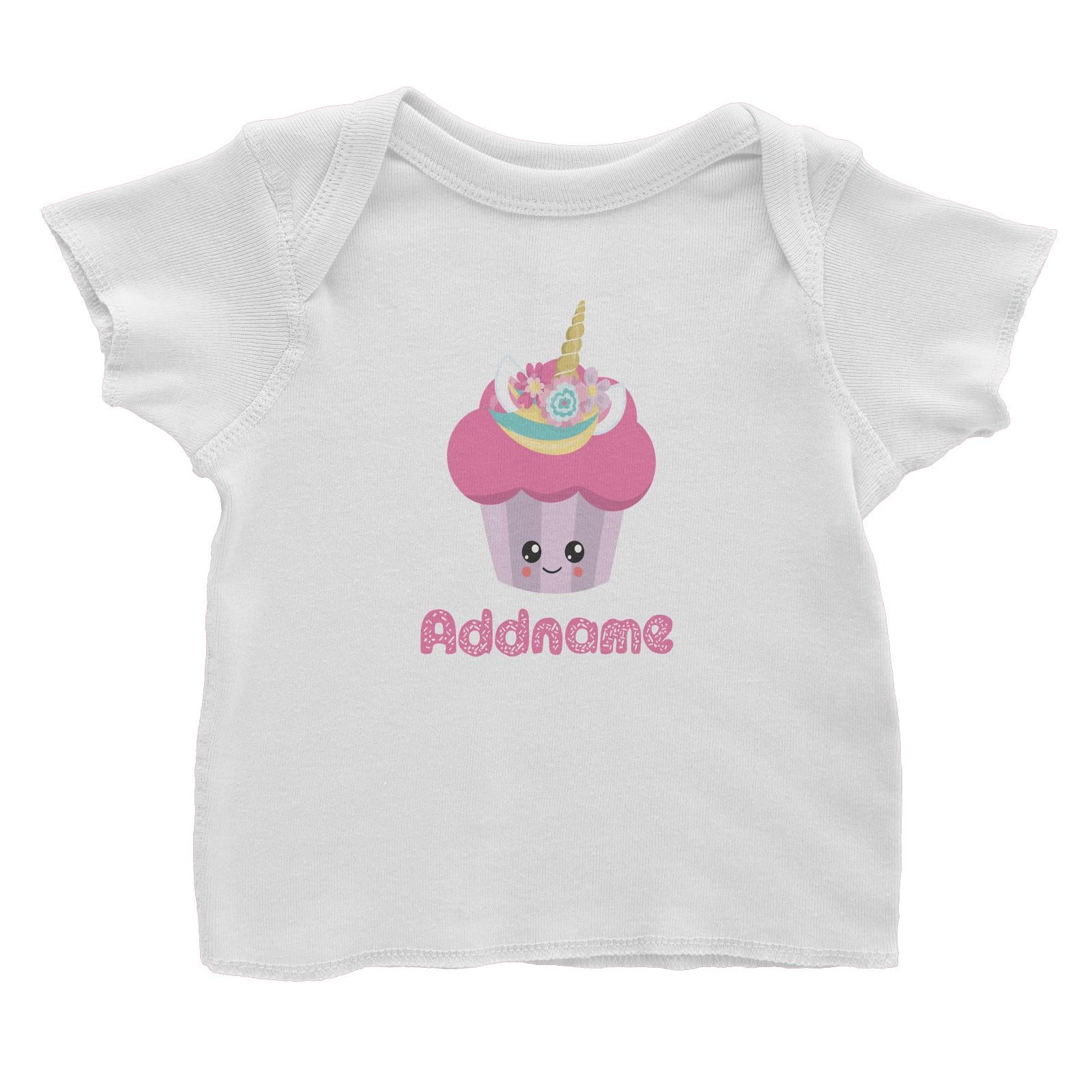 Magical Sweets Striped Purple Cupcake Addname Baby T-Shirt