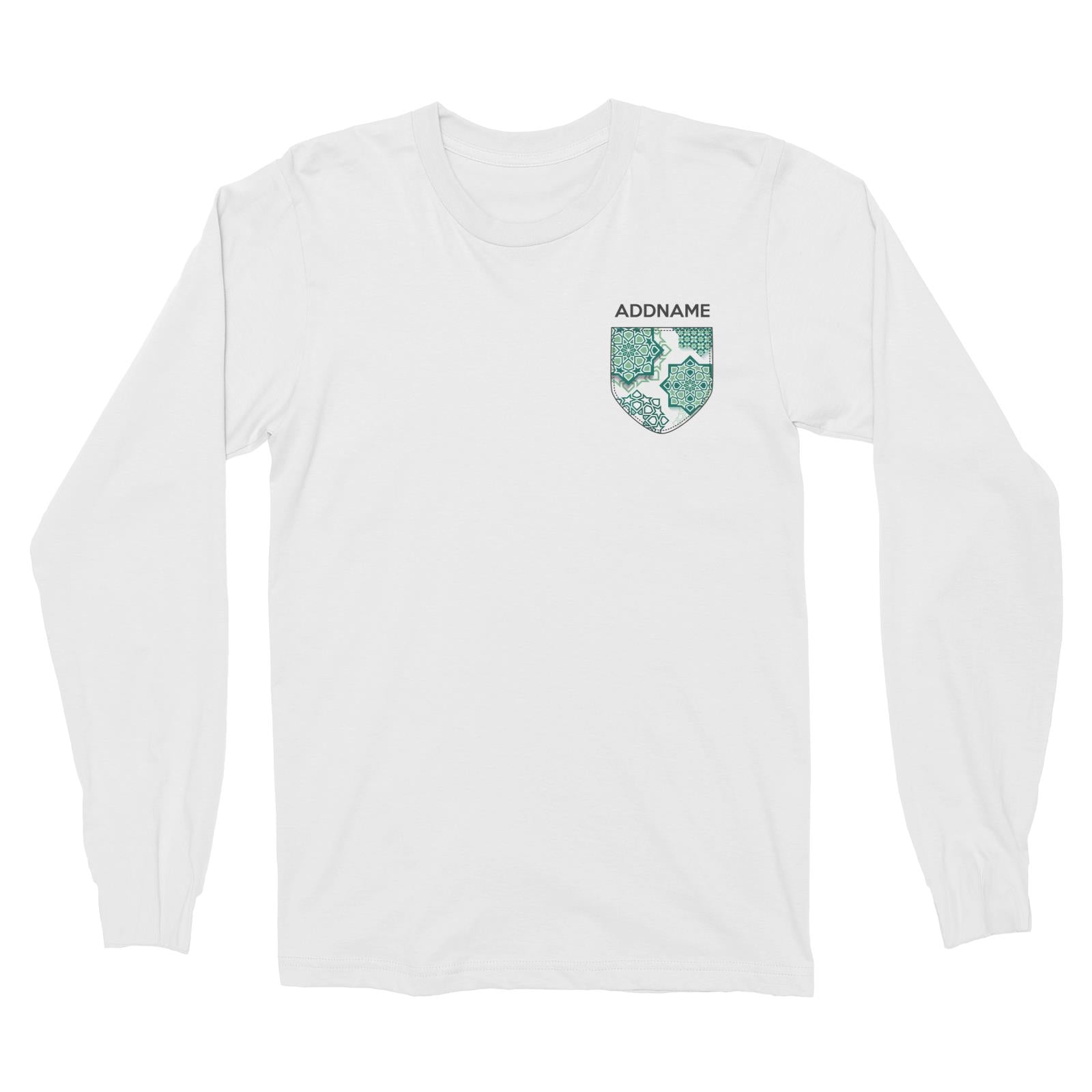 Raya Pocket Green Islamic Geomatric Addname Long Sleeve Unisex T-Shirt