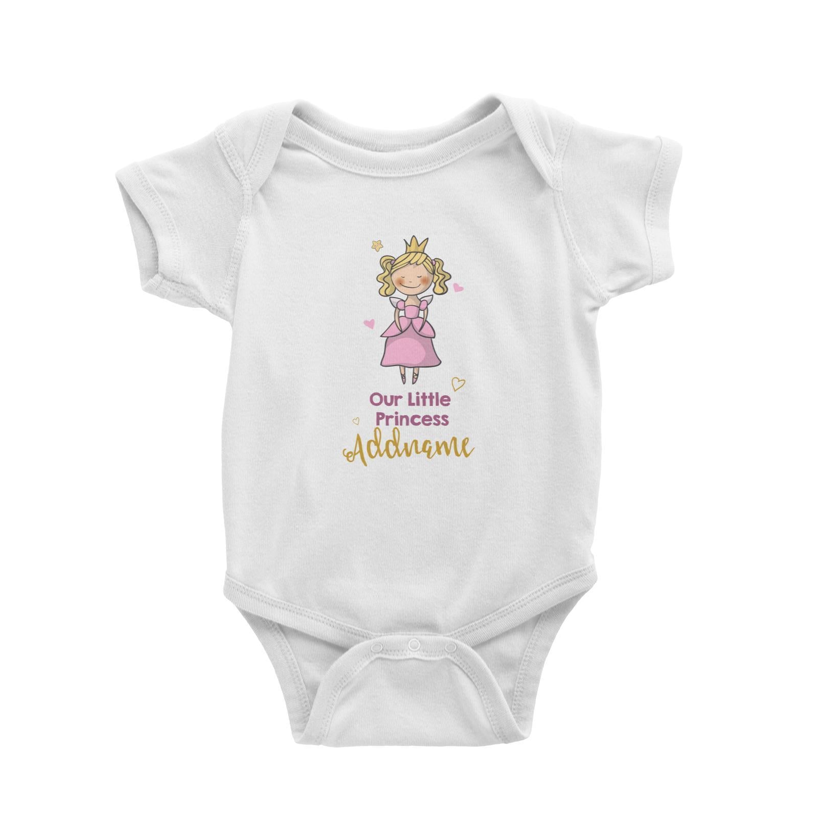 Our Little Princess in Pink Dress with Addname Baby Romper