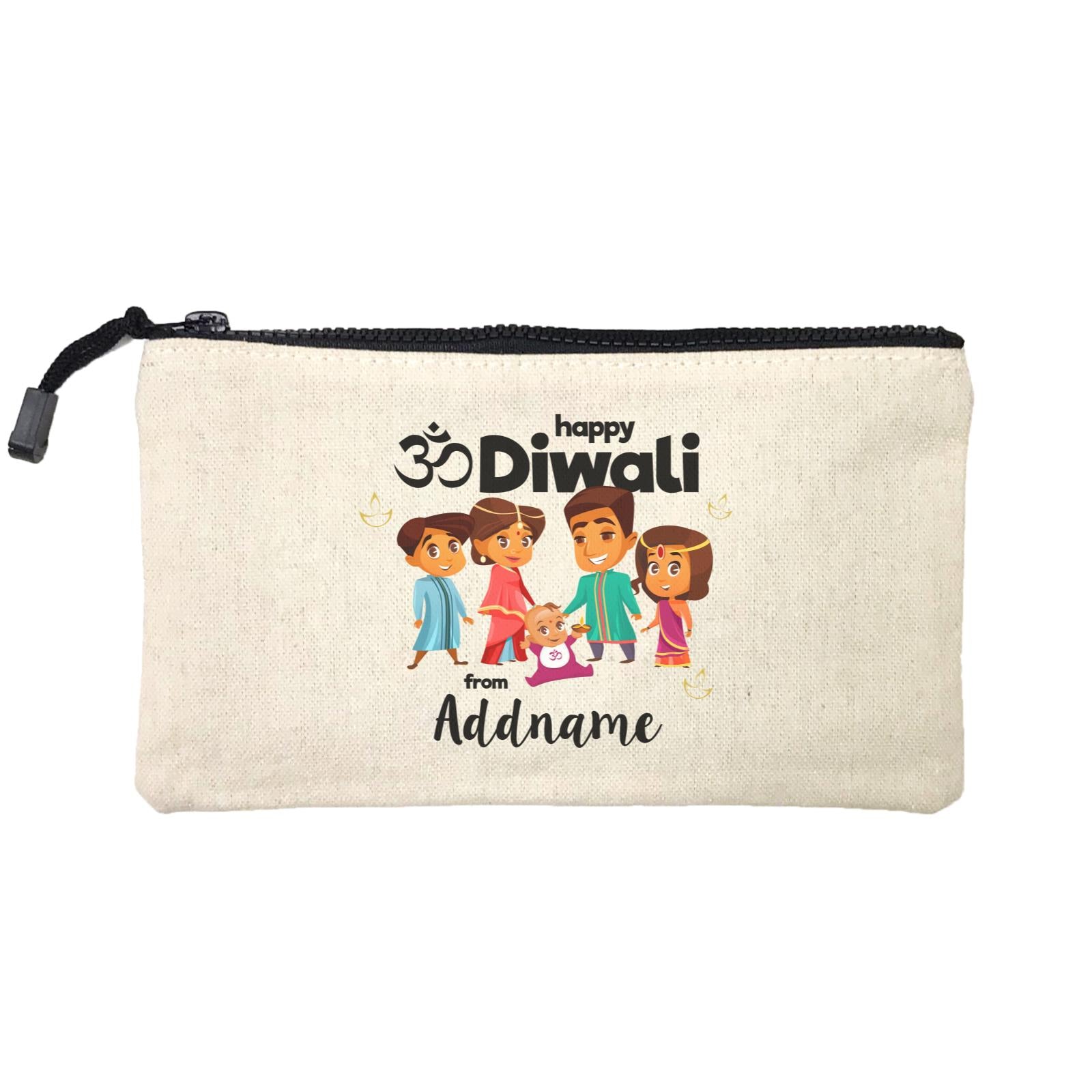 Cute Family Of Five OM Happy Diwali From Addname Mini Accessories Stationery Pouch